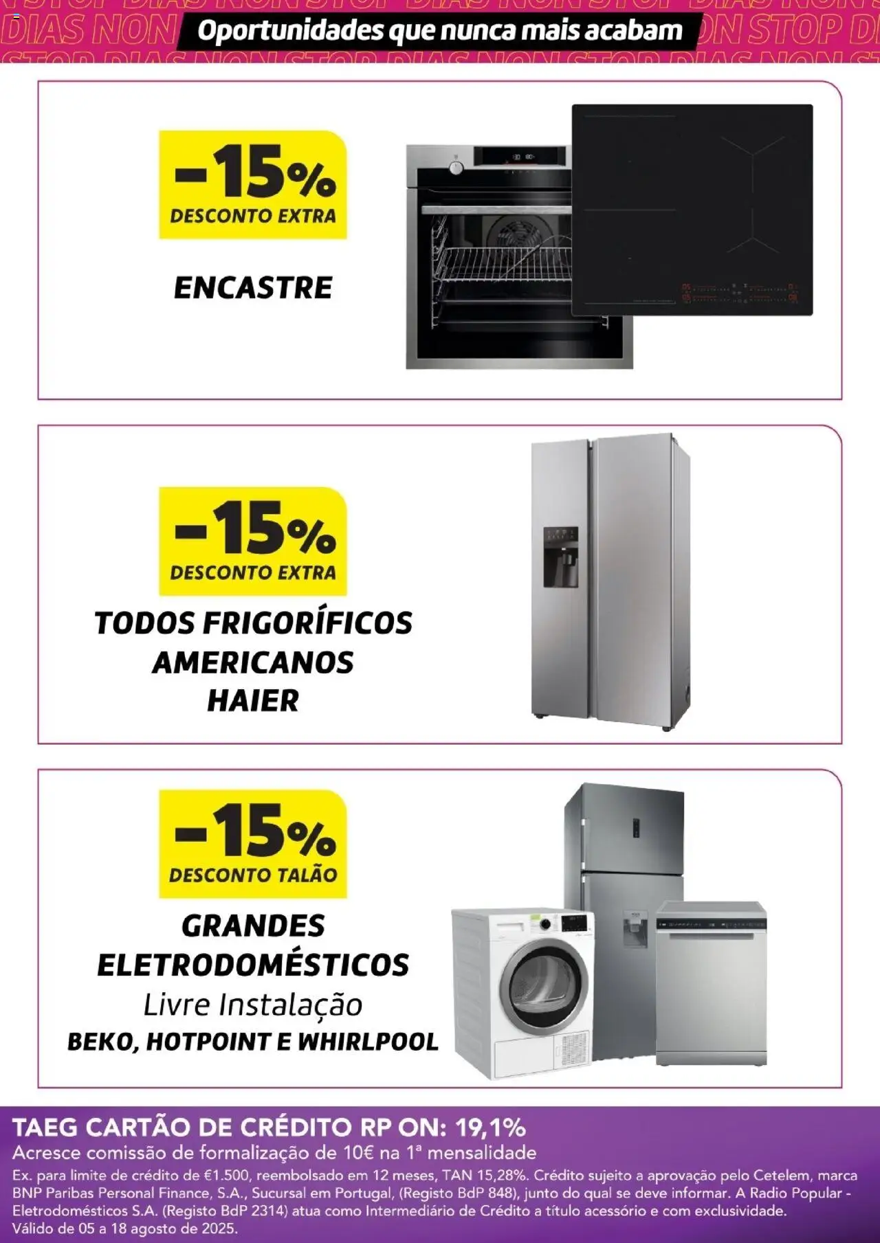 Radio Popular - Dias Non Stop │ válido de 07.08.2025 | Página: 3 | Produtos: Rádio, Whirlpool