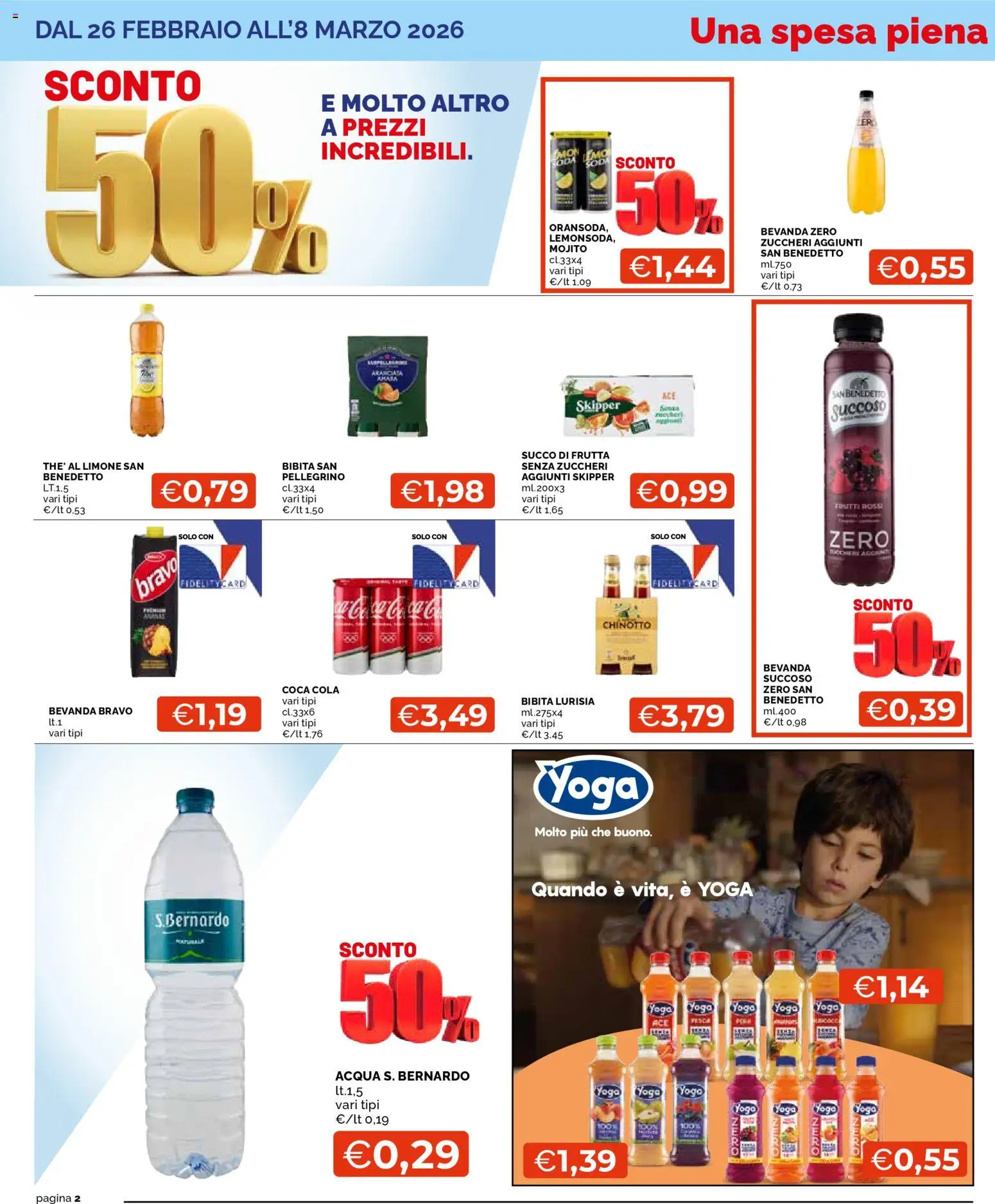 Volantino Mercatò del 26.02.2026 | Pagina: 2 | Prodotti: Acqua, Limone, Bibita, Coca Cola Zero