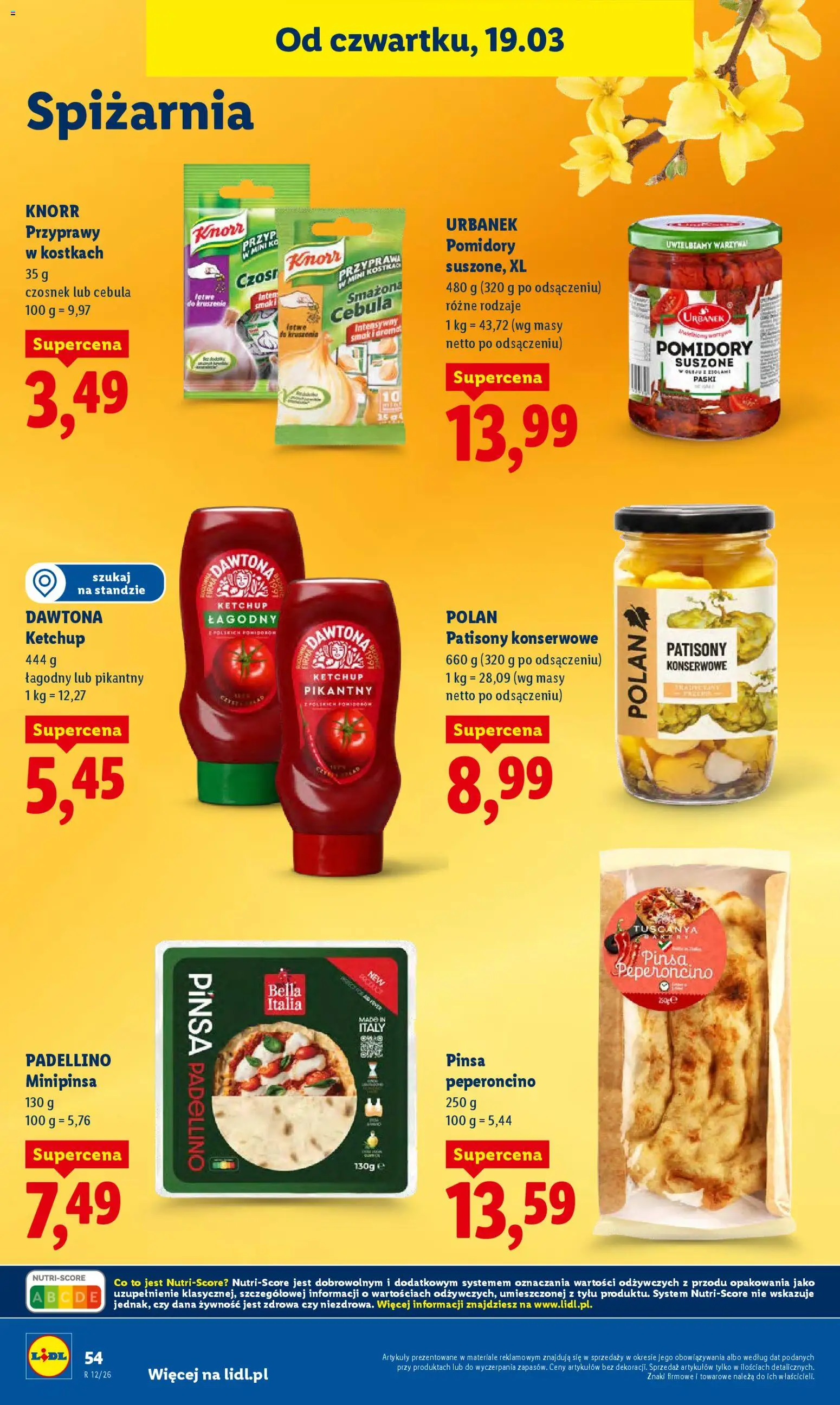 Lidl gazetka od 19.03.2026 | Strona: 54 | Produkty: Czosnek, Ketchup, Pizza, Pinsa