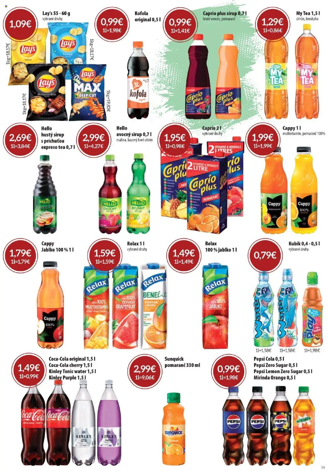 KARMEN CBA maloobchod │ platný od 07.08.2025 | Strana: 18 | Produkty: Kofola, Grapefruit, Pepsi, Mirinda