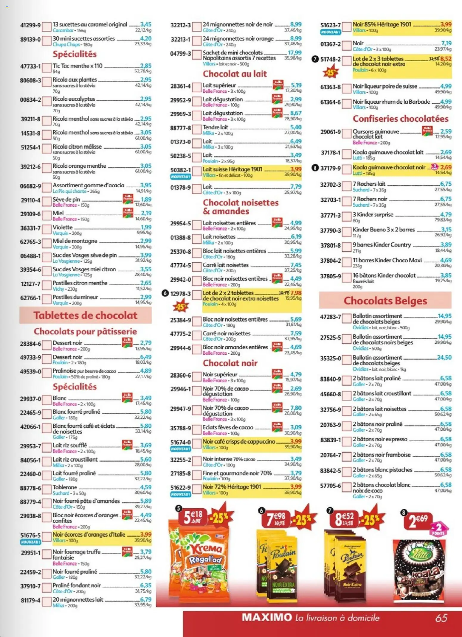 {H1} | Page: 65 | Produits: Menthe, Poire, Rhum, Lait