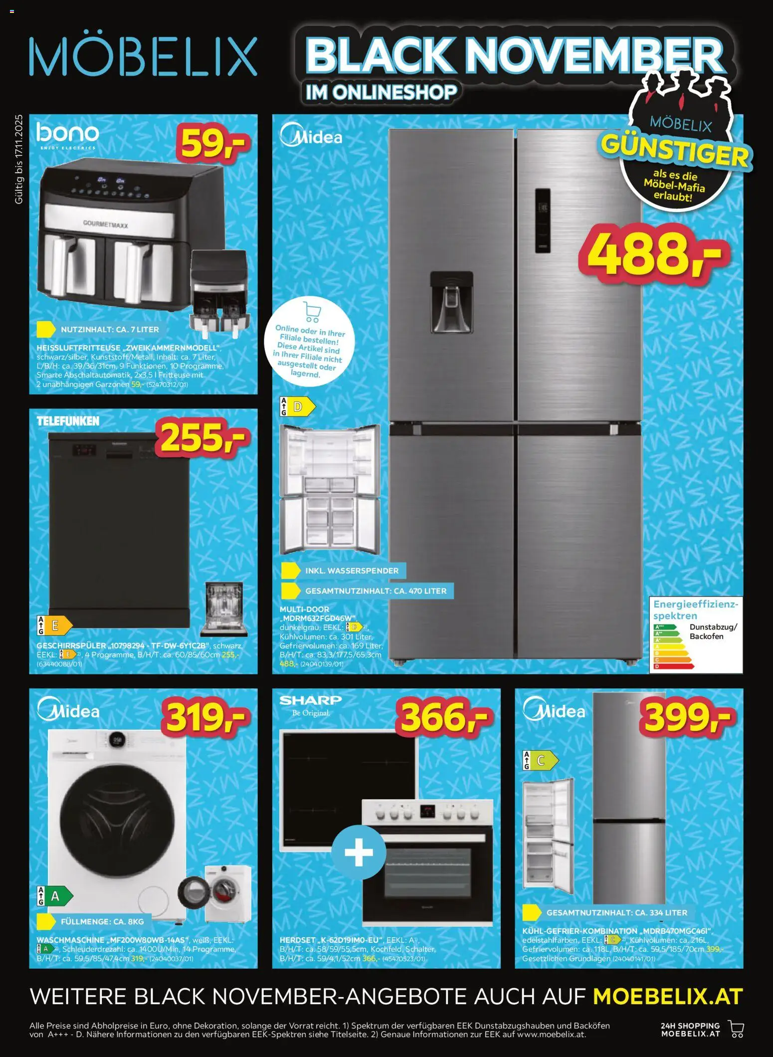 Möbelix - Black Friday gültig ab 11.11.2025 | Seite: 1 | Produkte: Waschmaschine, Geschirrspüler