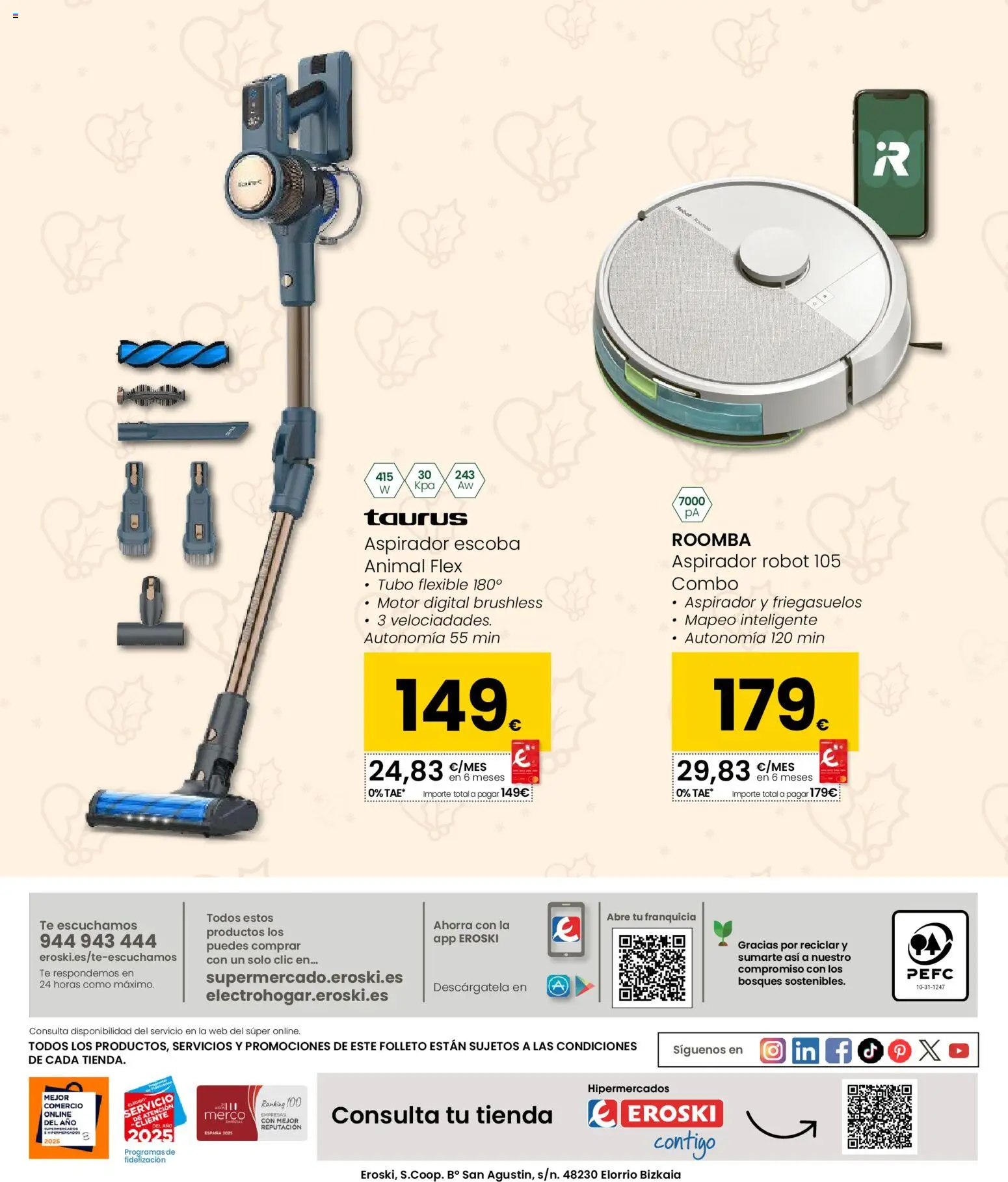 Eroski - Cyber week │ válido desde el 02.12.2025 | Página: 8 | Productos: Escoba, Té, Robot, Aspirador