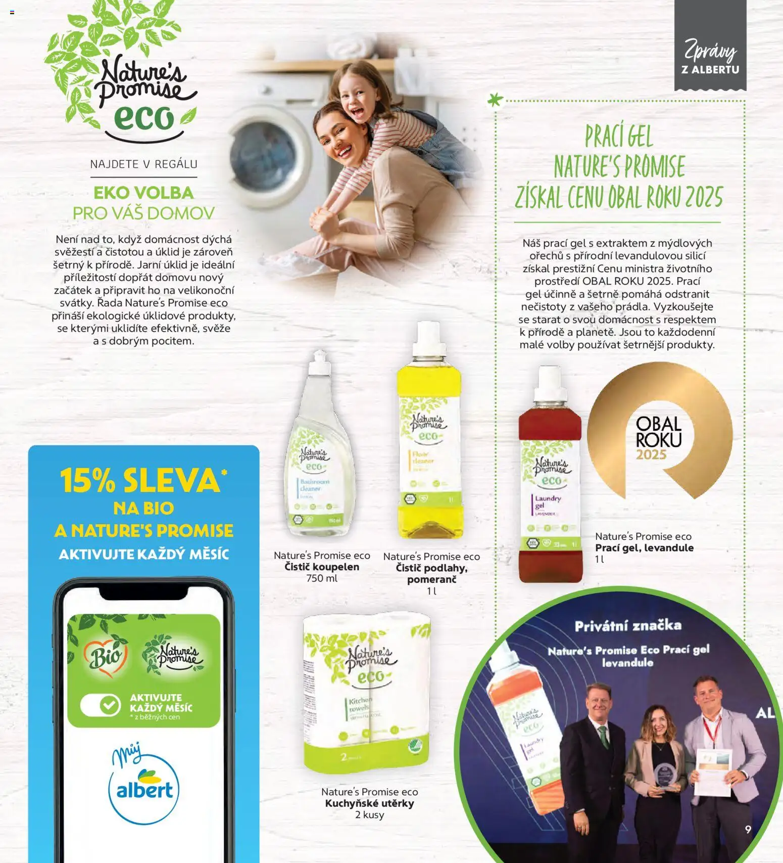 Albert magazín od 01.03.2026 | Strana: 9 | Produkty: Prací gel, Kuchyňské utěrky, Utěrky