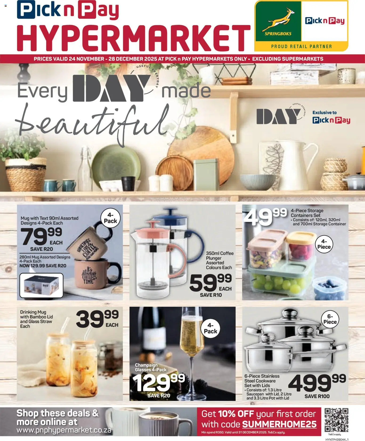New Pick n Pay catalogue – valid from 24.11.2025 | Page: 1 | Products: Glasses, Coffee, Cookware, Mug