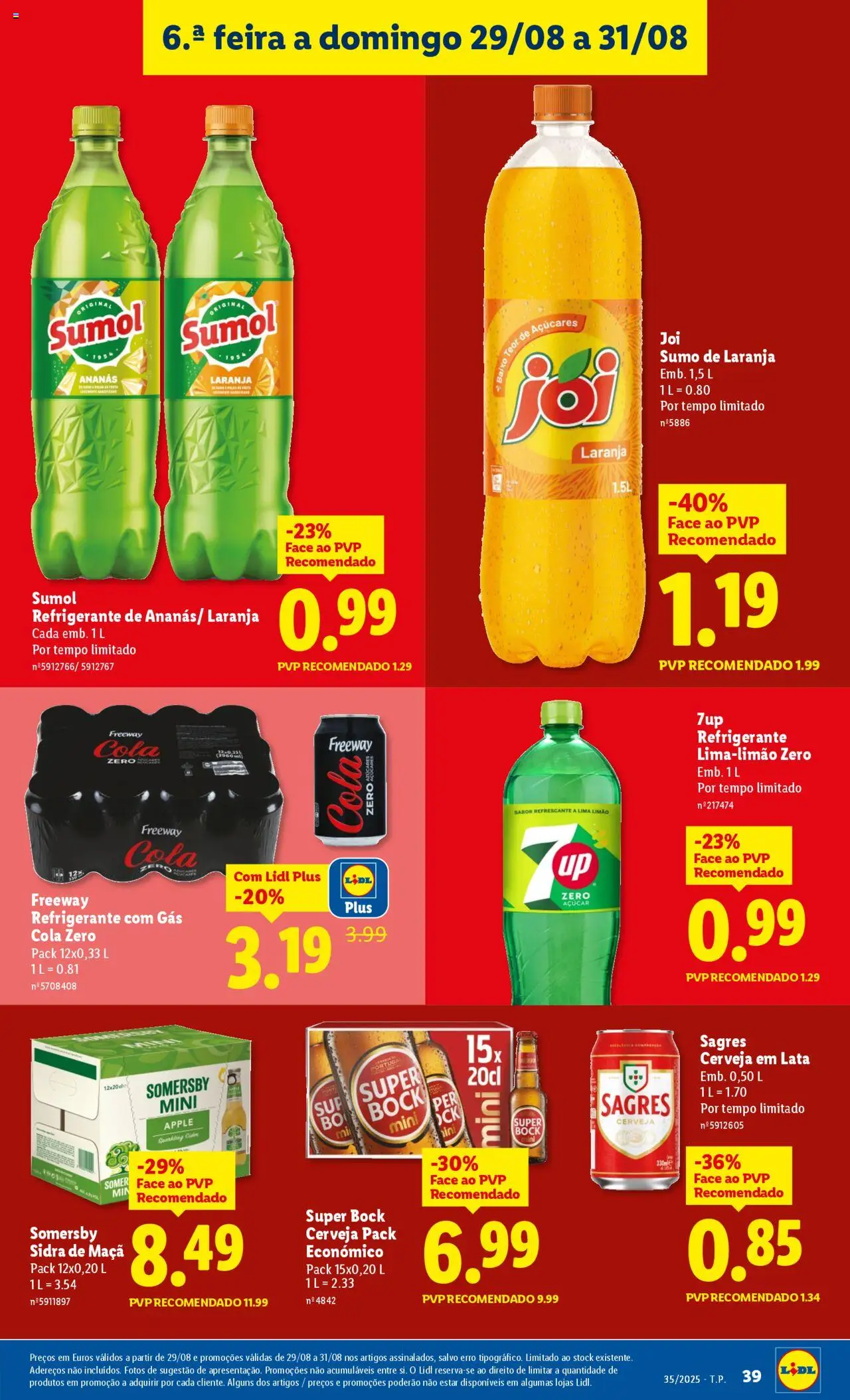 Lidl folheto │ válido de 25.08.2025 | Página: 39 | Produtos: Refrigerante, Maça, Cerveja, Somersby