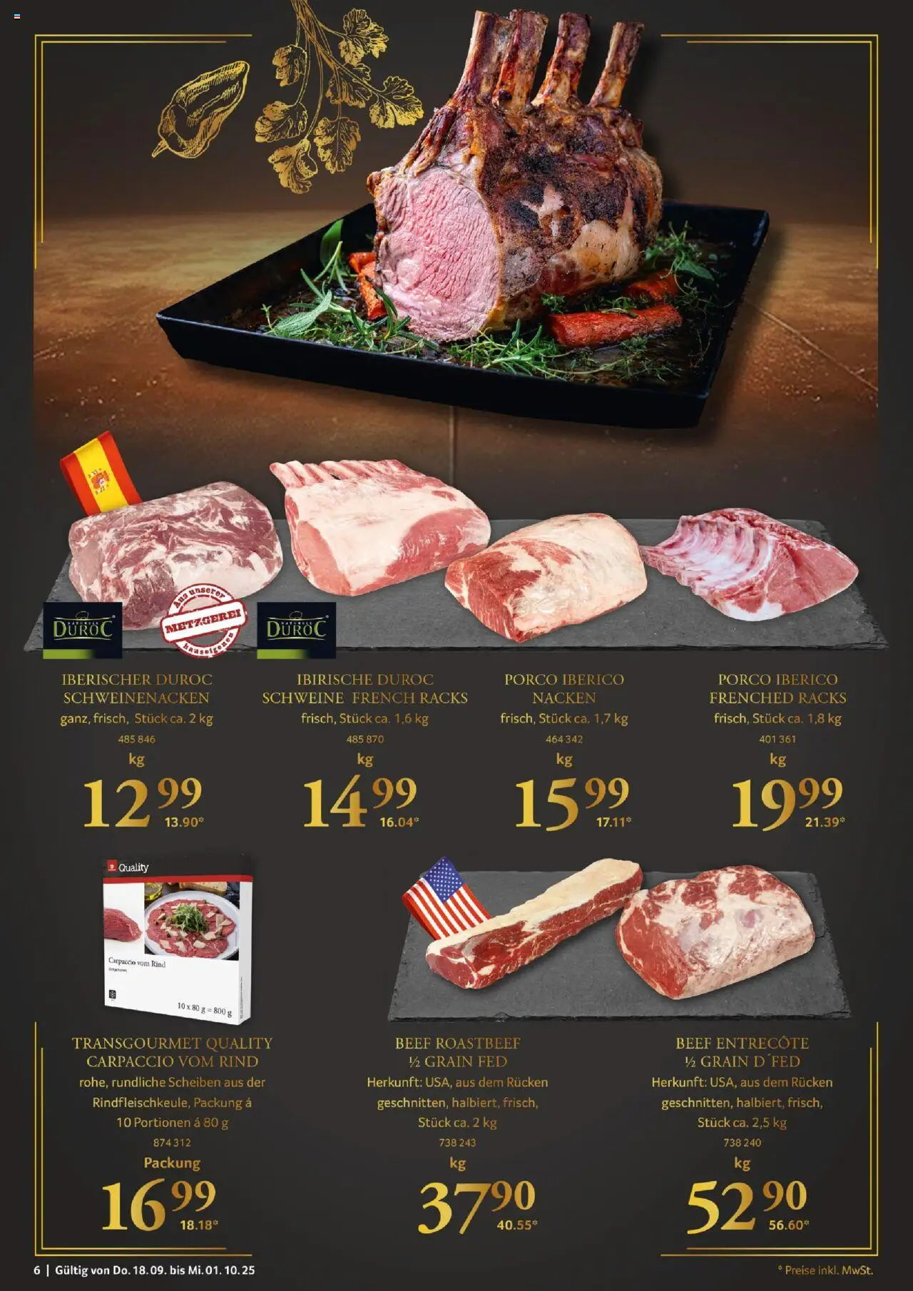 Selgros Für Genießer  – gültig ab 18.09.2025 | Seite: 6 | Produkte: Schweinenacken, Entrecote, Roastbeef