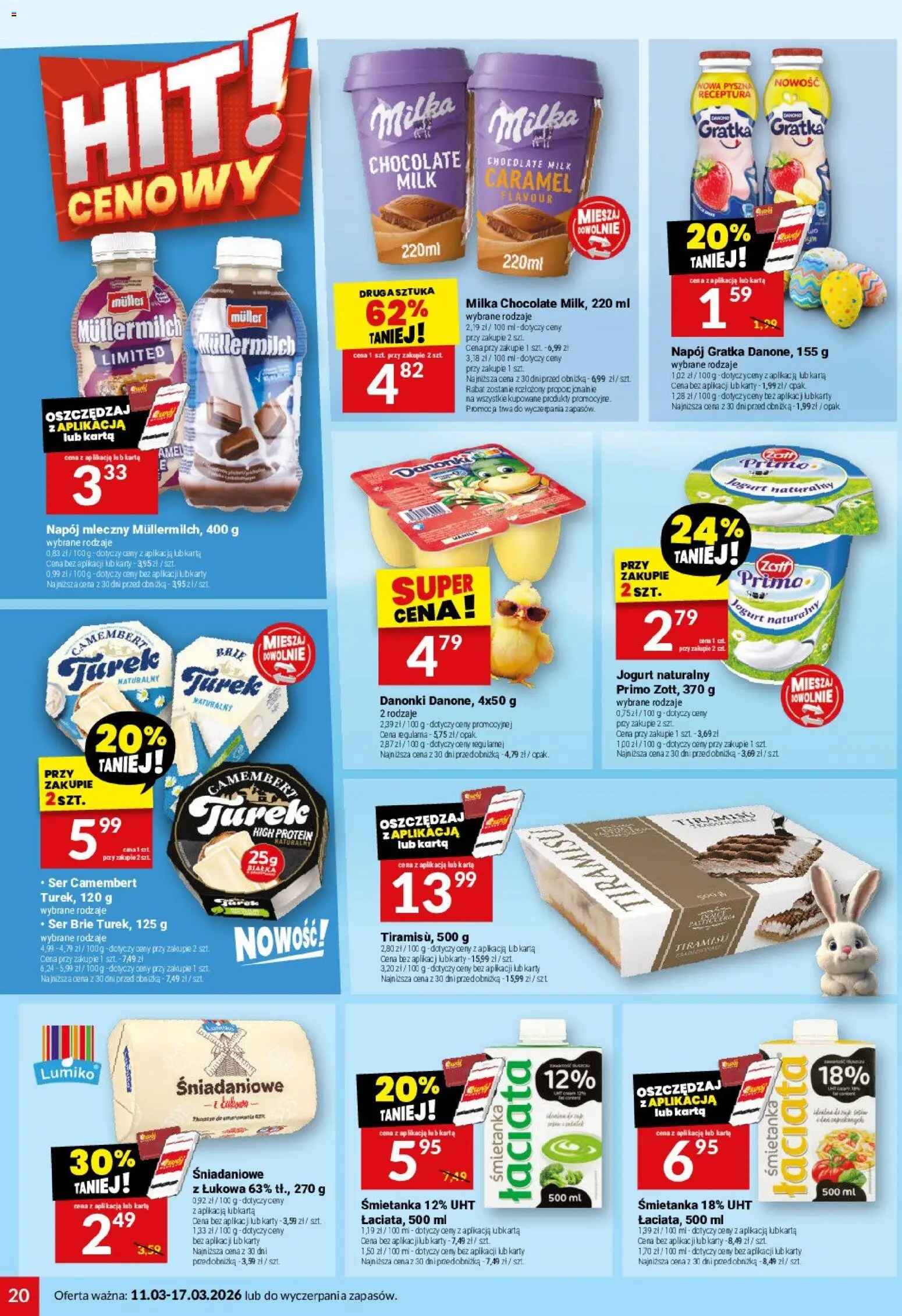 Twój Market gazetka od 11.03.2026 | Strona: 20 | Produkty: Ser camembert, Milka, Camembert, Jogurt