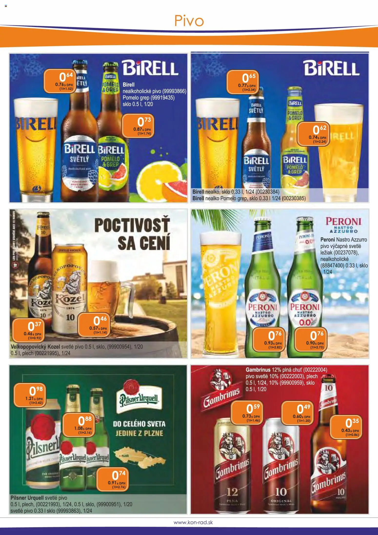 Nové KON - RAD akcie – leták je platný od 01.11.2025 | Strana: 27 | Produkty: Birell, Nealkoholické pivo, Pomelo, Gambrinus
