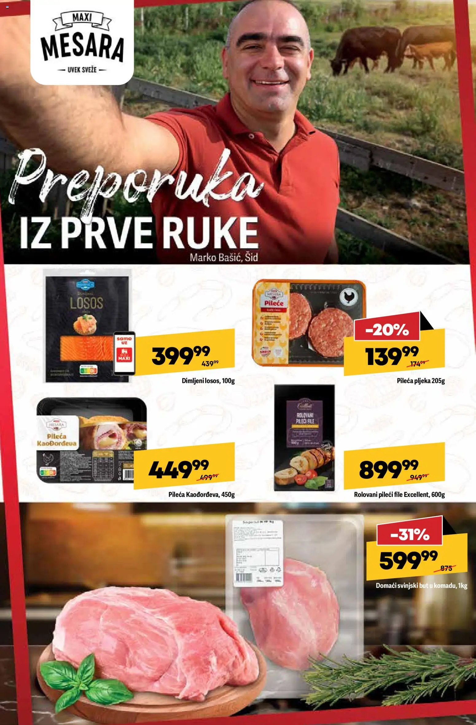 Maxi katalog - važi od 08.01.2026 | Strana: 7 | Proizvode: Pileći file, Losos, Svinjski but