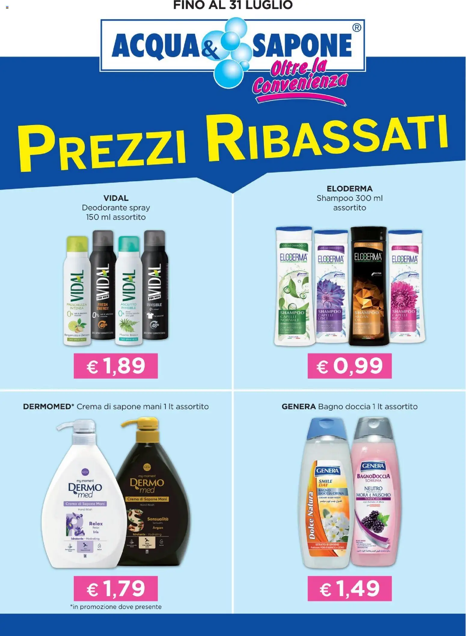 Volantino Acqua e Sapone del 01.01.2026 | Pagina: 1 | Prodotti: Shampoo, Crema, Bagno, Doccia
