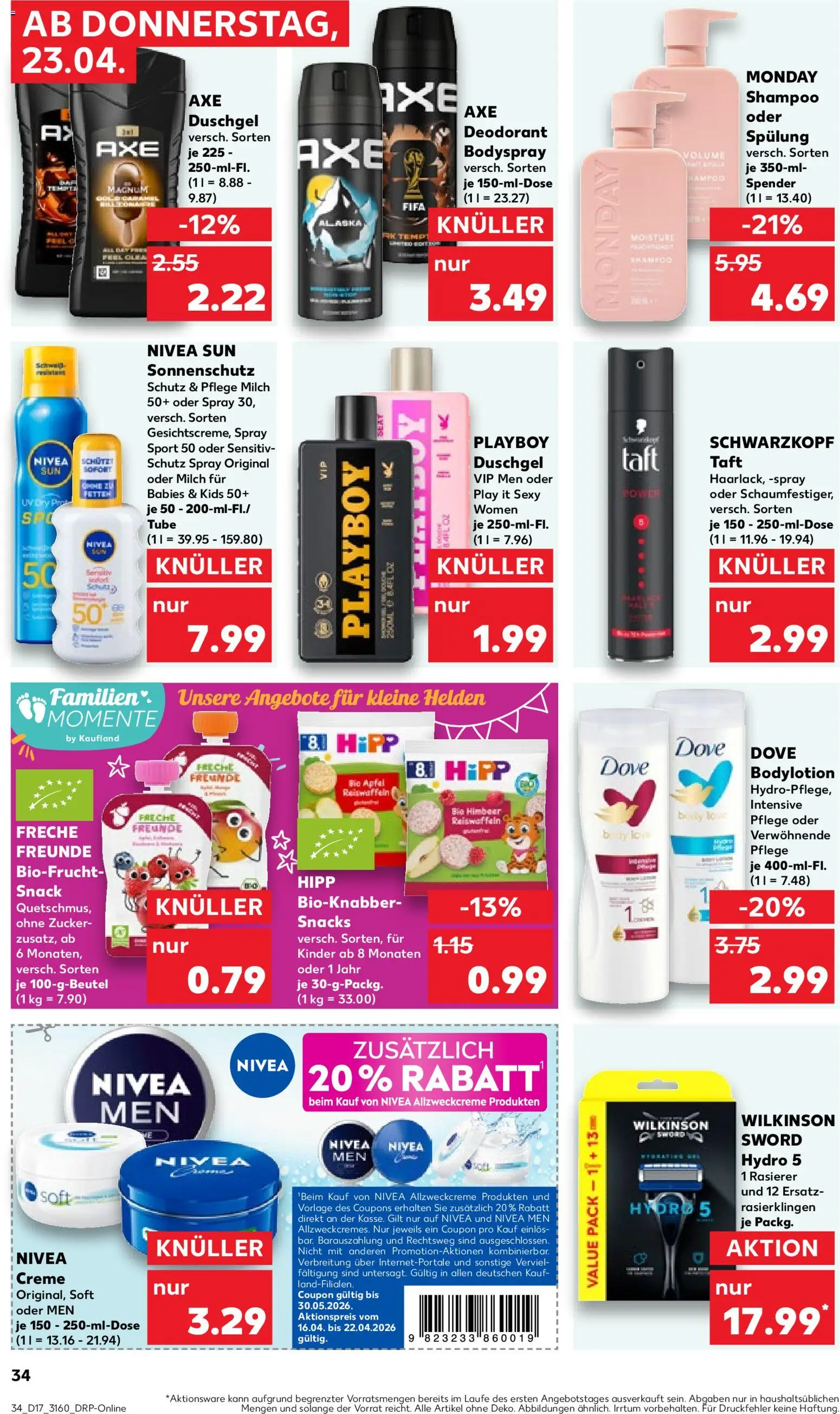 Kaufland Prospekt – gültig ab 23.04.2026 | Seite: 34 | Produkte: Milch, Spülung, Zucker, Body Lotion