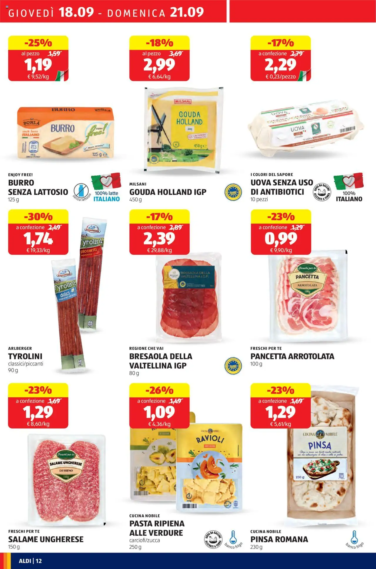 Volantino Aldi del 18.09.2025 | Pagina: 12 | Prodotti: Tè, Bresaola, Verdure, Burro