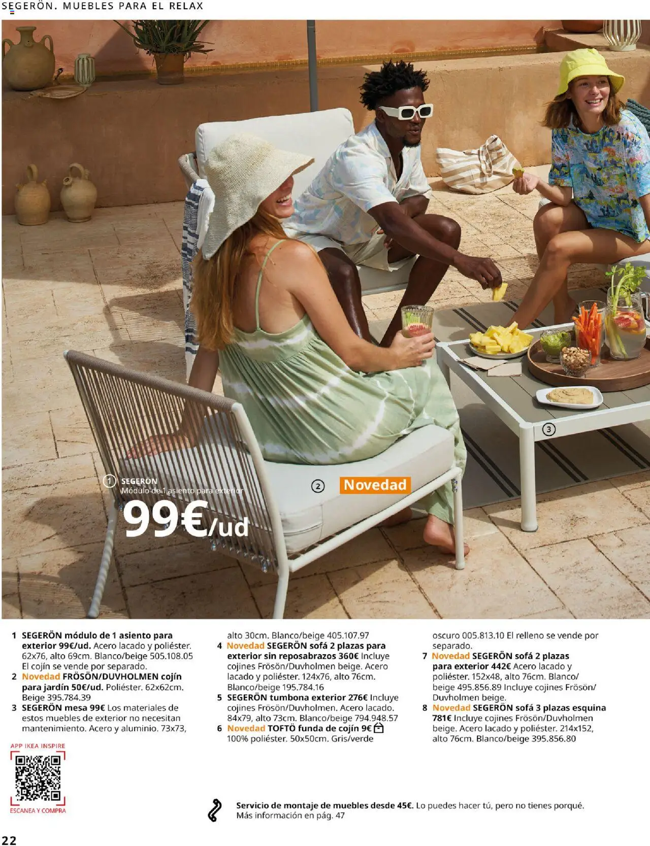 Catálogo IKEA Muebles de exterior │ válido desde el 04.02.2025 | Página: 22 | Productos: Muebles, Funda, Funda de cojín, Mesa