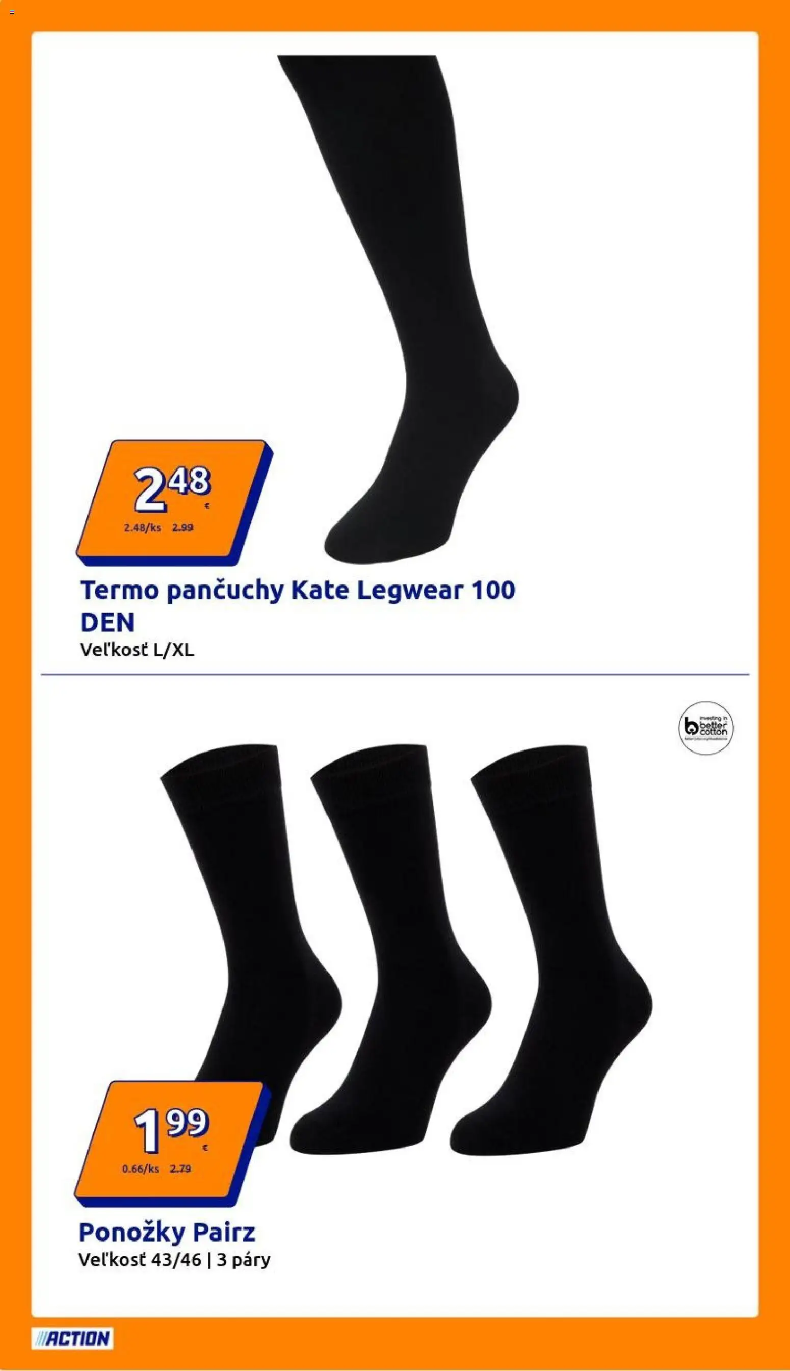 Nové Action akcie – leták je platný od 22.10.2025 | Strana: 2 | Produkty: Ponožky
