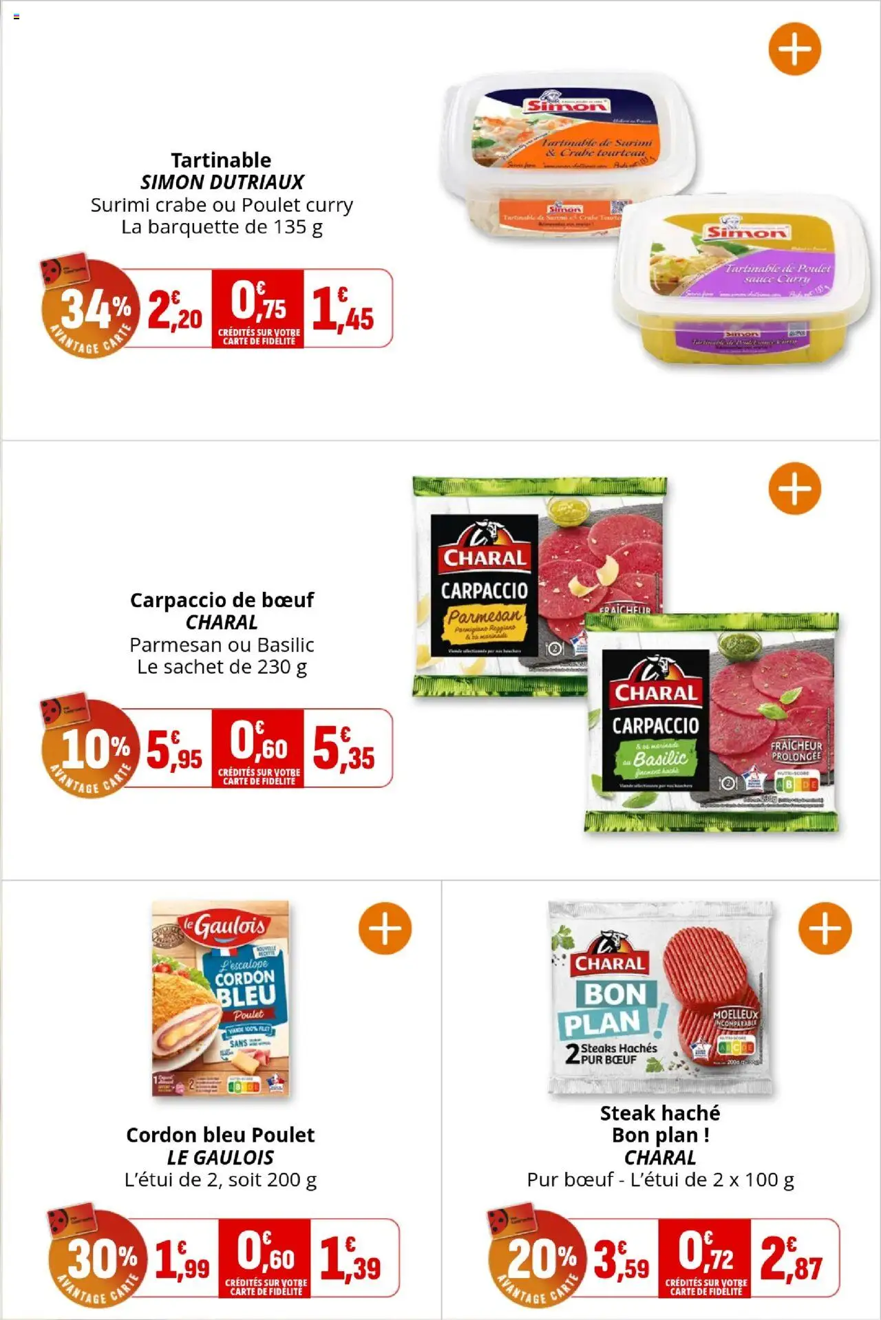  | Page: 9 | Produits: Parmesan, Carpaccio de bœuf, Viande, Crabe