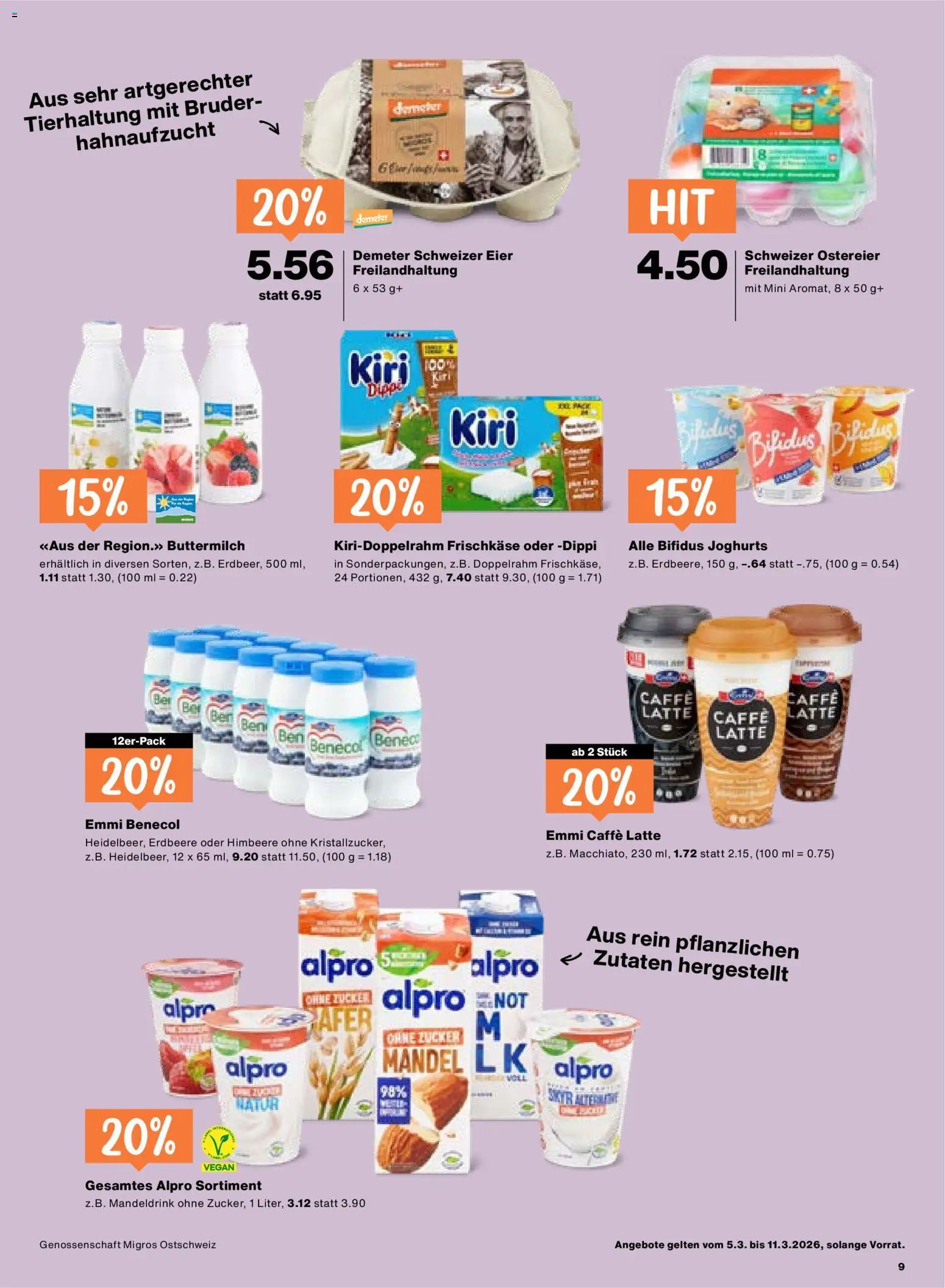 Migros aktionen – gültig ab 03.03.2026 | Seite: 9 | Produkte: Buttermilch, Eier, Himbeere, Zucker