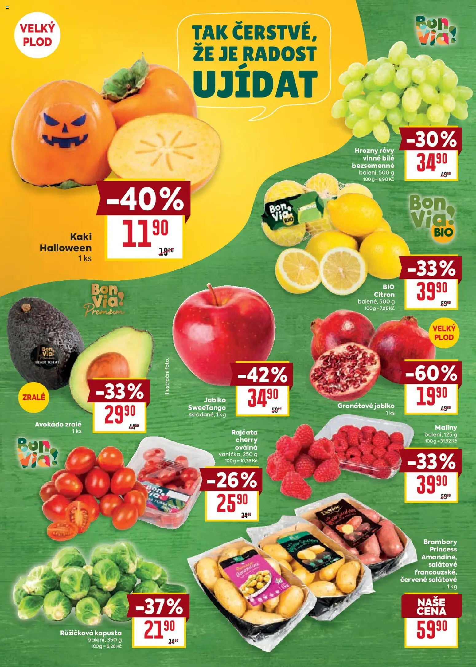 Billa Velký leták od 29.10.2025 | Strana: 2 | Produkty: Růžičková kapusta, Maliny, Avokádo, Hrozny