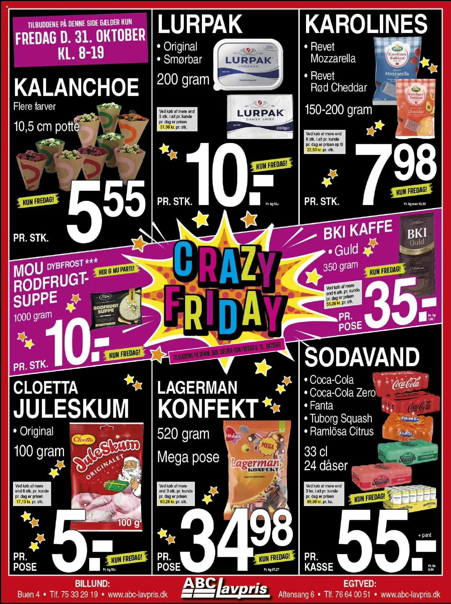 Abc Lavpris tilbudsavis – gyldig fra 29.10.2025 | Side: 1 | Produkter: Kaffe, Mozzarella, Suppe, Tuborg Squash
