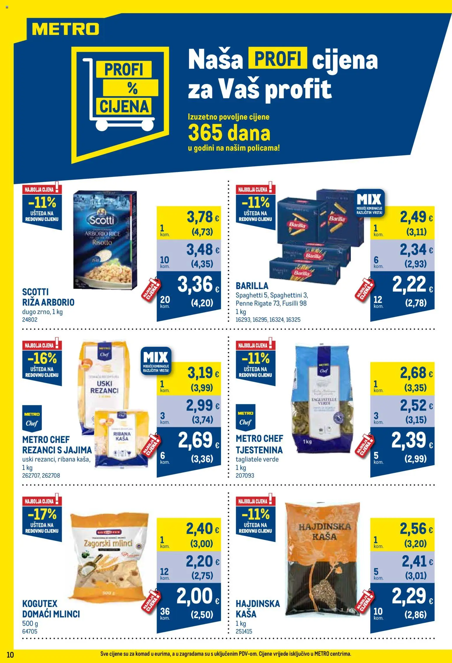 Metro katalog | vrijedi od 01.12.2025 | Stranica: 10 | Proizvodi: Mlinci, Riža, Tjestenina, Barilla
