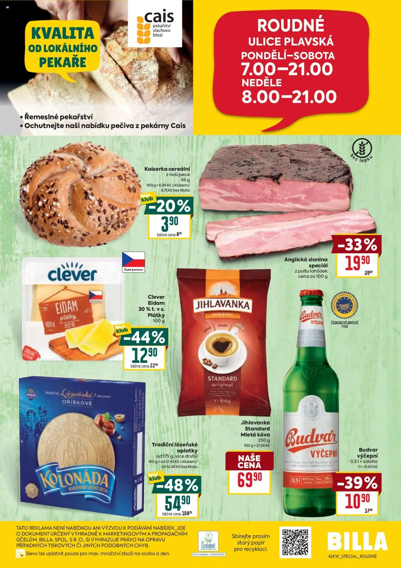 Billa leták - Speciál: Roudné od 15.10.2025 | Strana: 2 | Produkty: Anglická slanina, Eidam, Slanina, Mletá káva