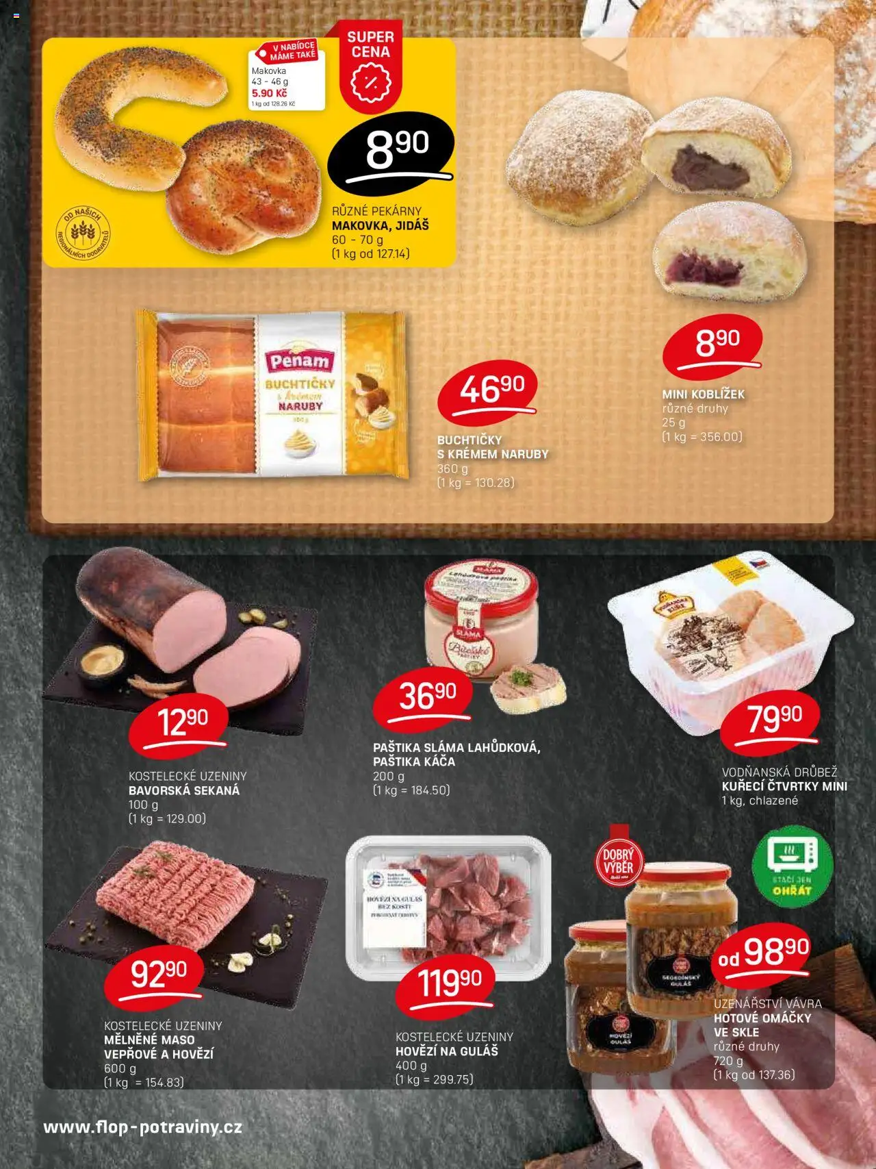 Flop leták od 17.09.2025 | Strana: 3 | Produkty: Kuřecí čtvrtky, Sekaná, Uzeniny, Paštika