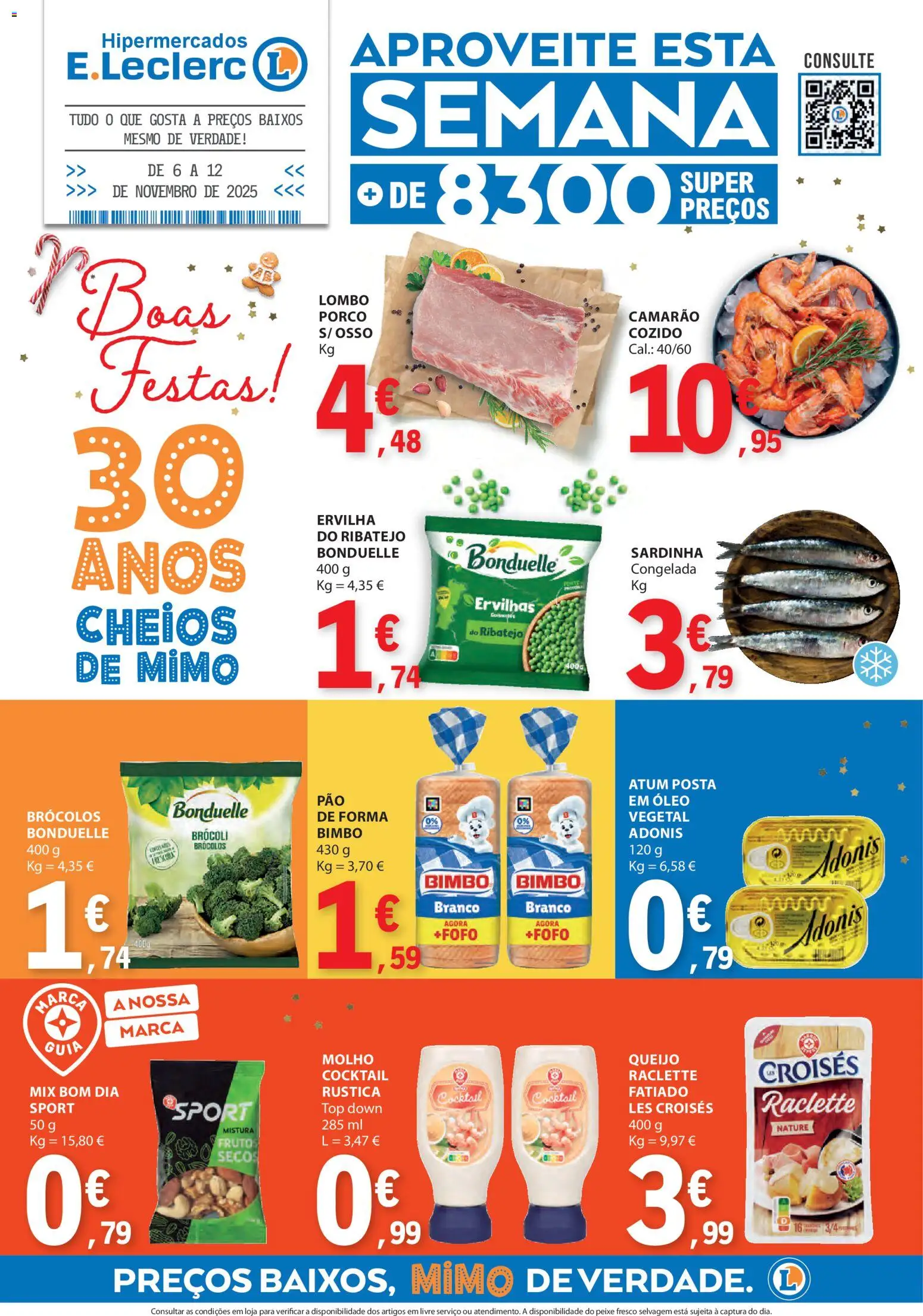 E.Leclerc folheto │ válido de 06.11.2025 | Página: 1 | Produtos: Ervilha, Atum, Top, Queijo