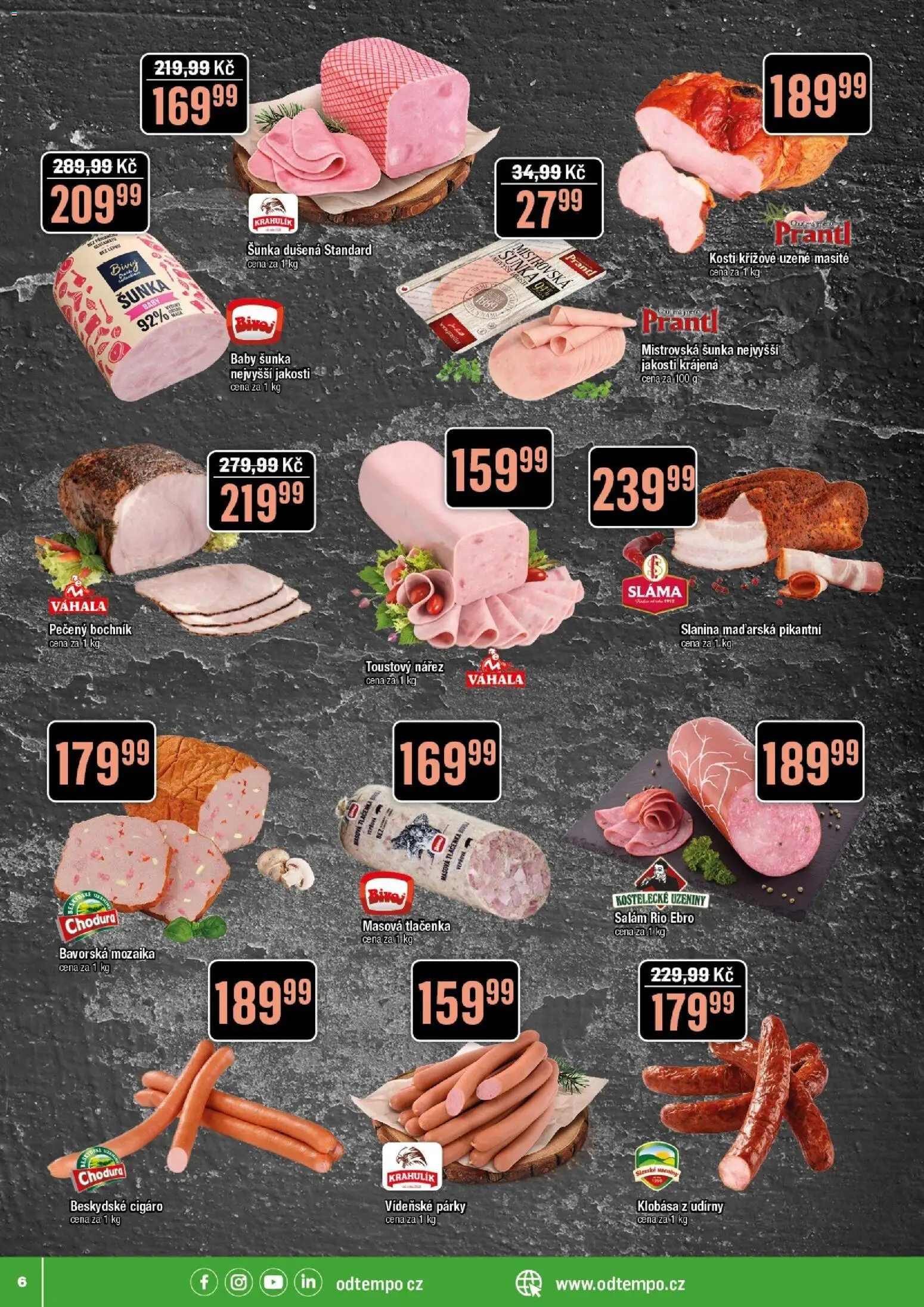 Tempo leták od 22.10.2025 | Strana: 6 | Produkty: Šunka, Uzeniny, Tlačenka, Slanina