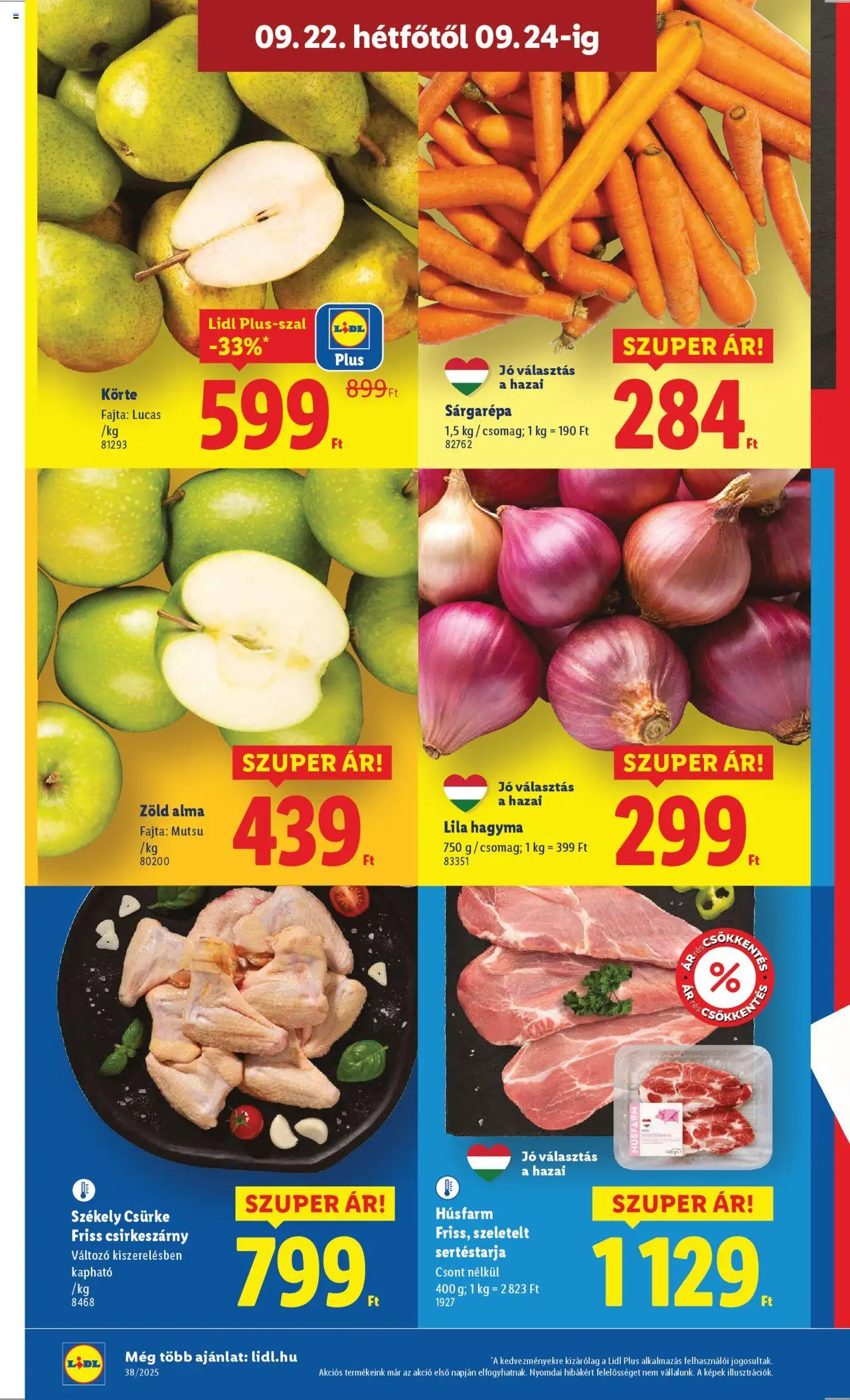 Lidl akciós ujság - amely érvényes a következő dátumtól: 18.09.2025 | Oldal: 62 | Termékek: Körte, Sertéstarja, Alma, Hagyma