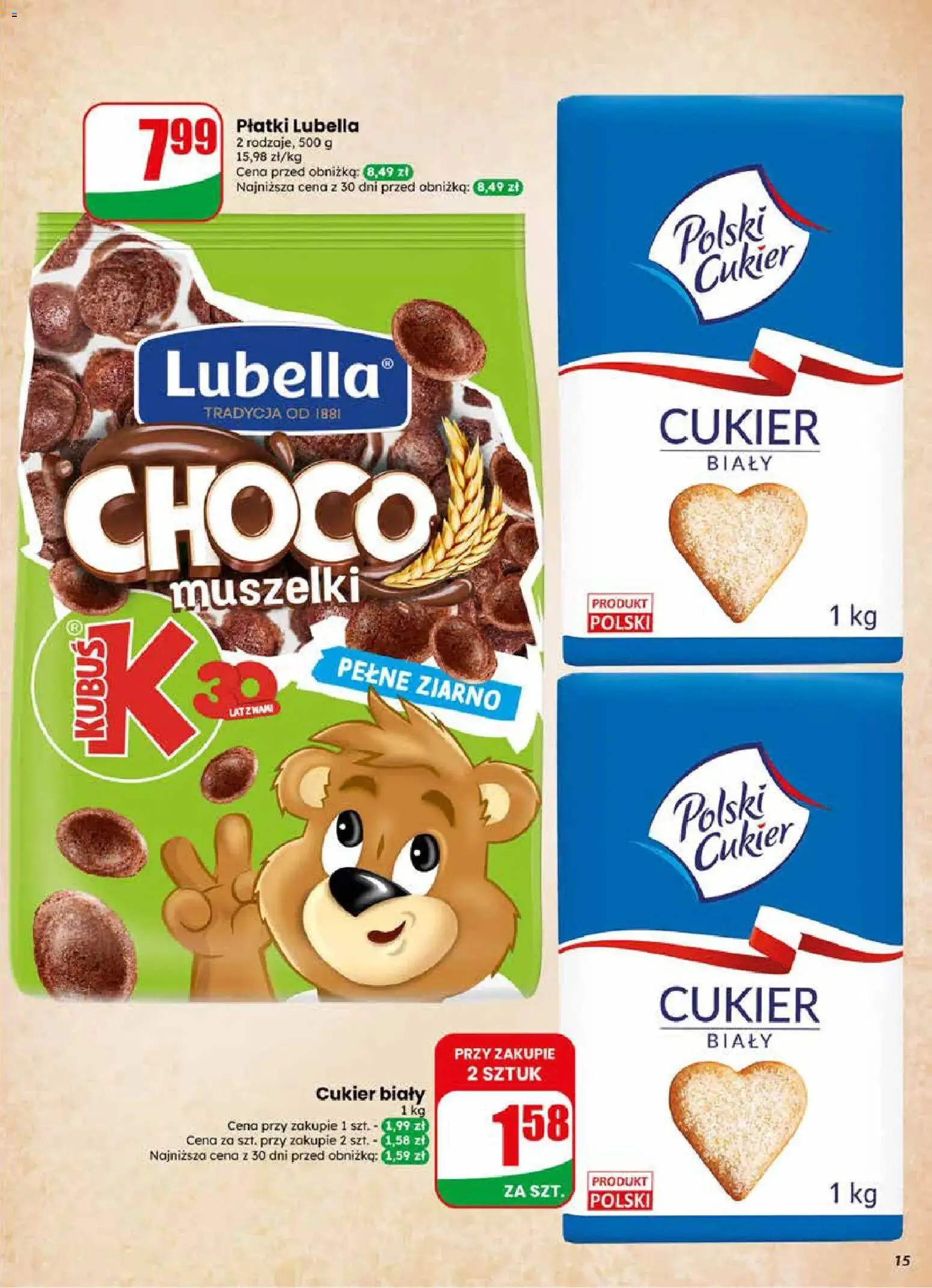 Dino gazetka od 22.04.2026 | Strona: 15 | Produkty: Cukier biały, Płatki, Cukier