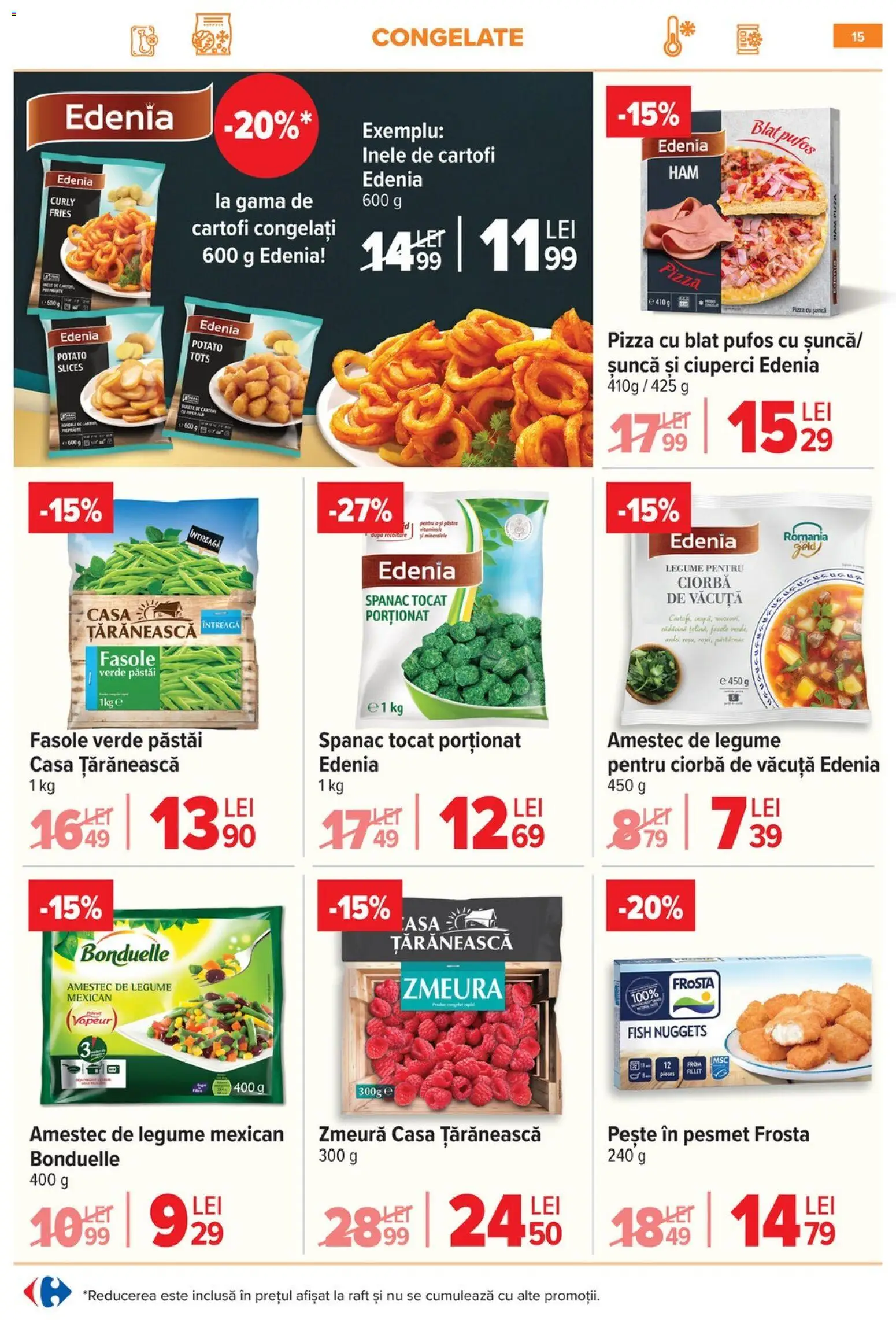 Noul catalog Carrefour – valabil de la 08.01.2026 | Pagină: 15 | Produse: Raft, Pizza, Pește, Cartofi