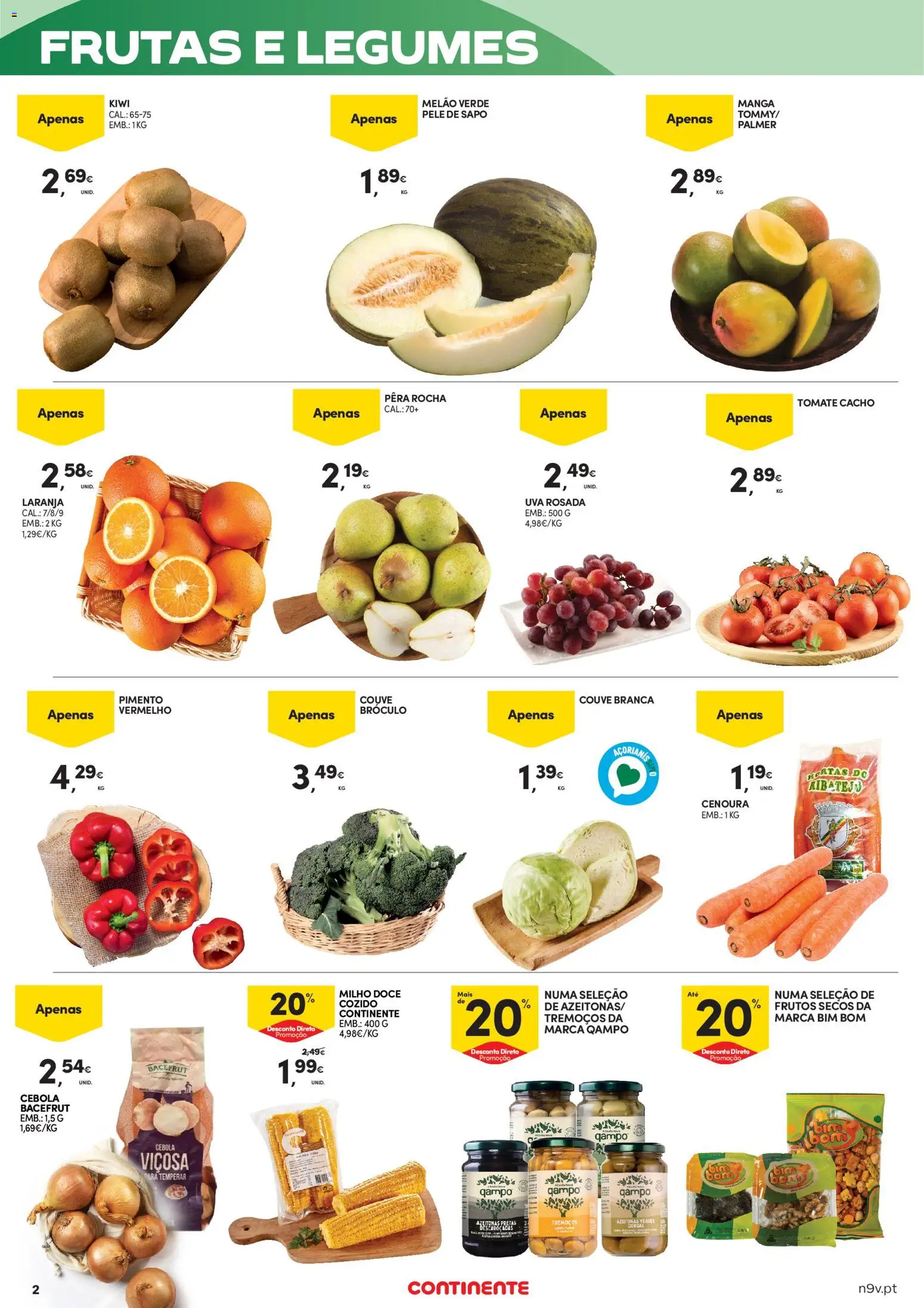 Continente - Açores │ válido de 05.03.2026 | Página: 2 | Produtos: Azeitonas, Tomate, Tremoços, Couve
