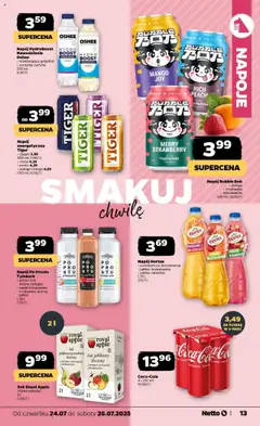 Netto gazetka - Spożywcza od 24.07.2025 | Strona: 13 | Produkty: Brzoskwinia, Sok jabłkowy, Coca cola, Woda