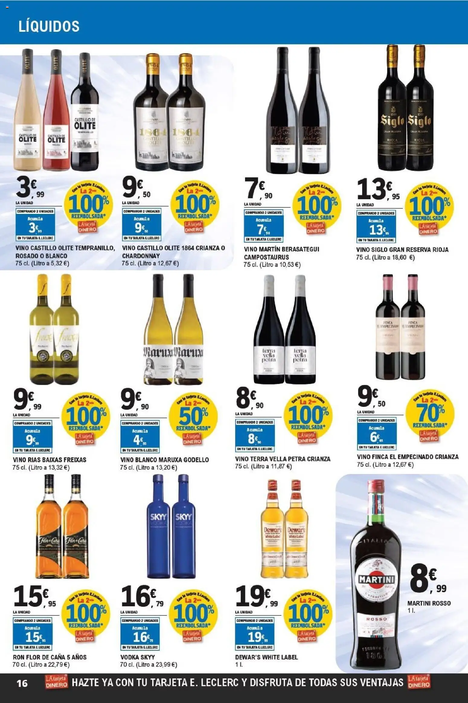 E.Leclerc -Tarjetazo │ válido desde el 18.03.2026 | Página: 16 | Productos: Ron, Vino, Vodka