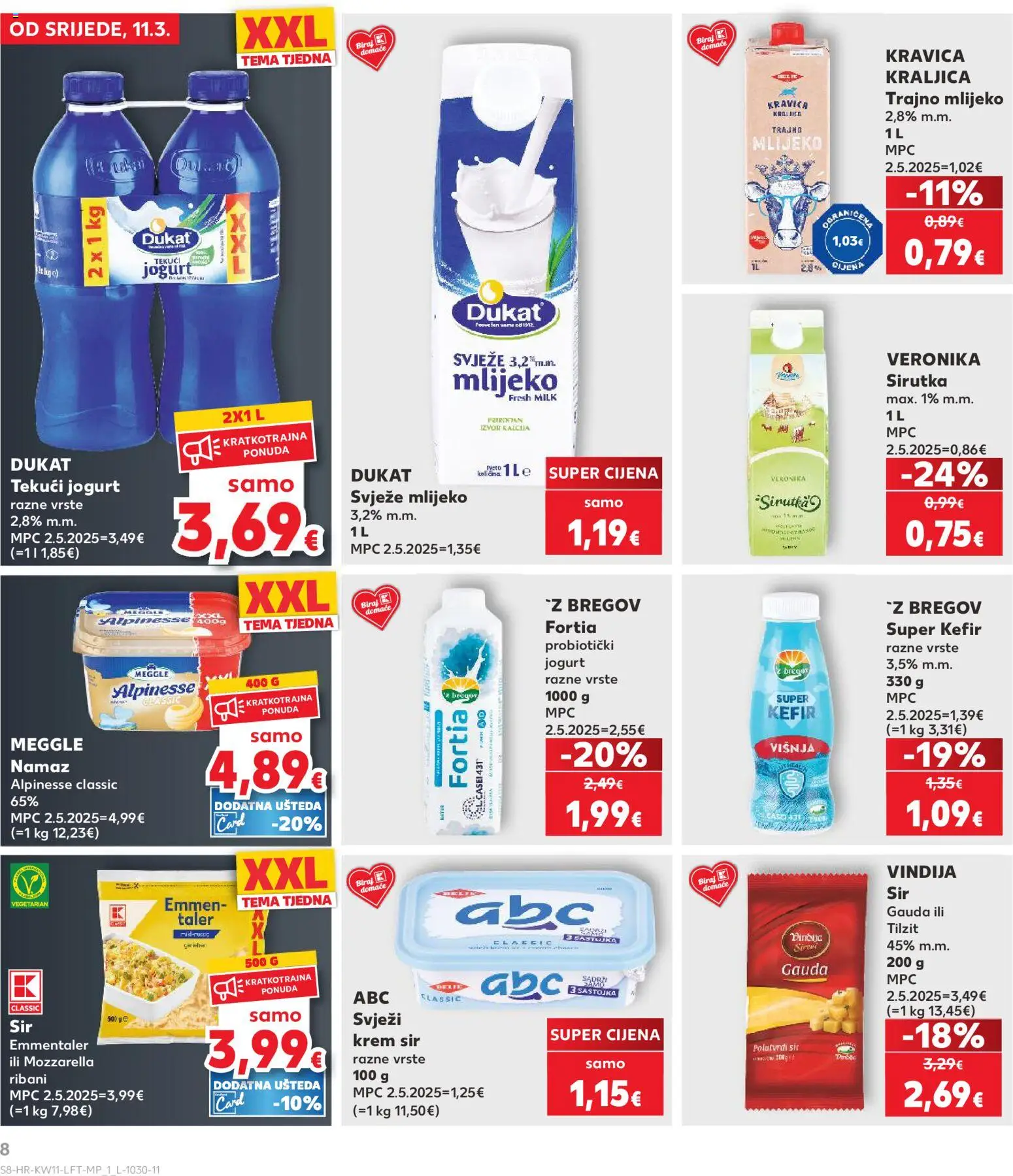 Kaufland katalog | vrijedi od 11.03.2026 | Stranica: 8 | Proizvodi: Mozzarella, Gauda, Mlijeko, Namaz