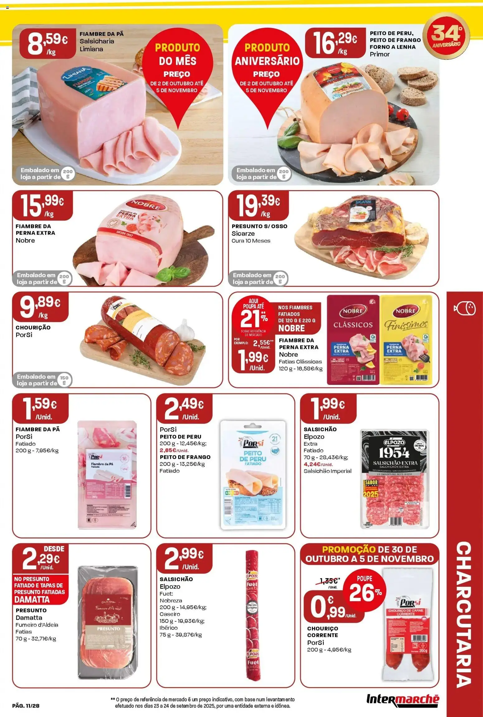 Intermarché - Aniversário à la poupança. │ válido de 30.10.2025 | Página: 11 | Produtos: Forno, Peito de peru, Peru, Presunto