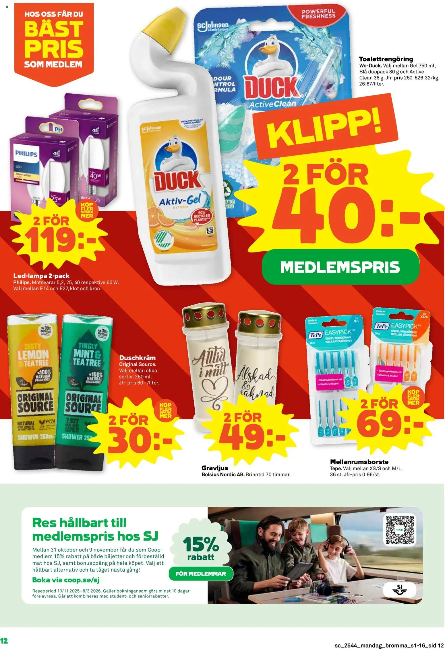 Stora Coop reklamblad aktuell från 27.10.2025 | Sida: 12 | Produkter: Galler, Te, Duschkräm
