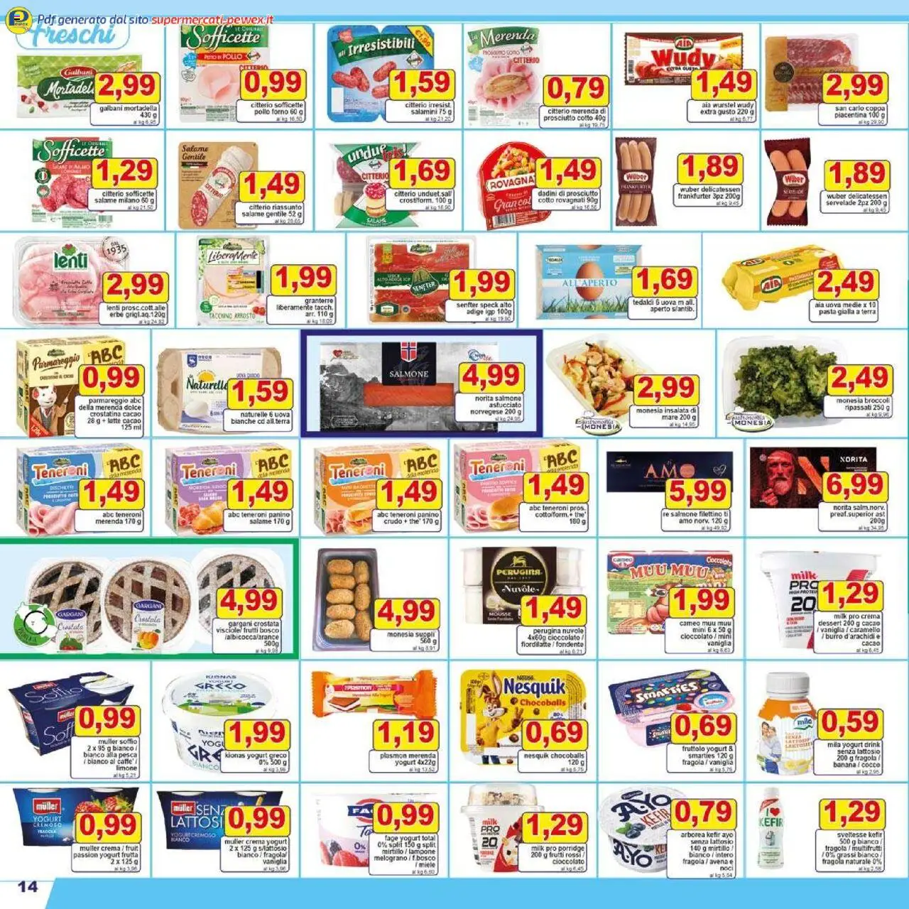 Volantino Pewex del 06.08.2025 | Pagina: 14 | Prodotti: Prosciutto Cotto, Cd, Insalata, Wurstel
