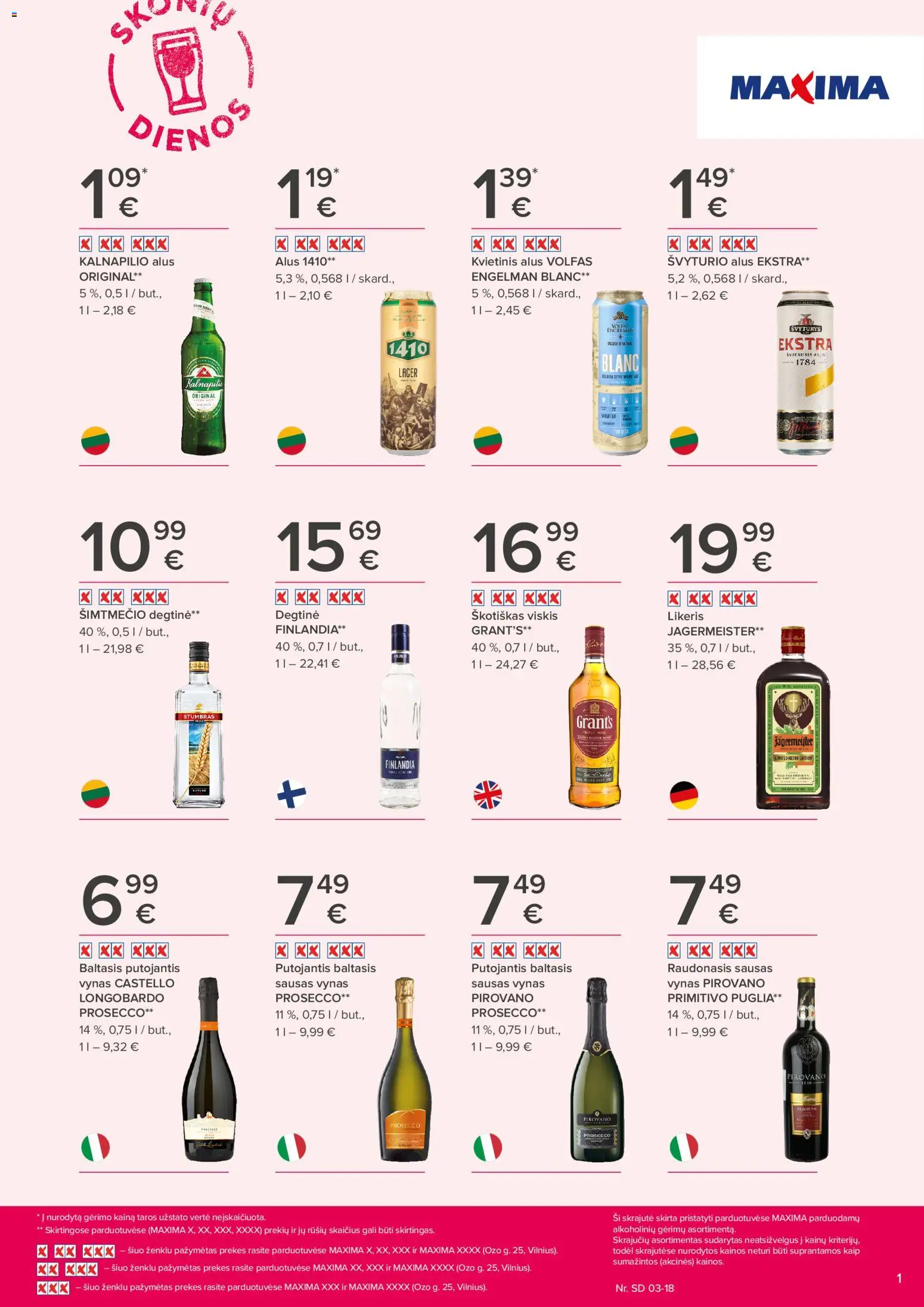 MAXIMA akcijos nuo 05.03.2026 | Puslapis: 1 | Prekių: Degtinė, Viskis, Vynas, Alus