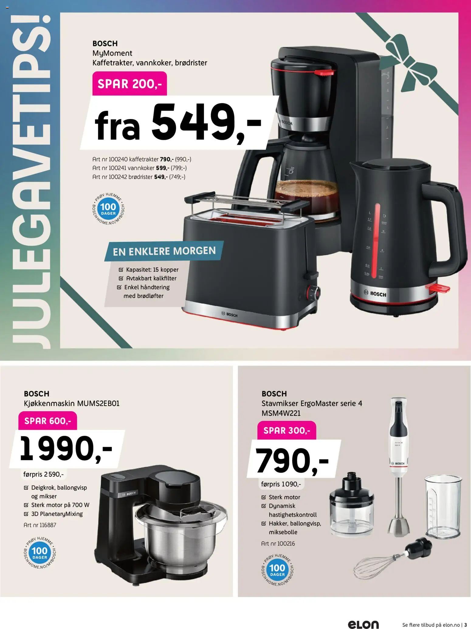 {H1} | Side: 3 | Produkter: Kaffetrakter, Vannkoker, Stavmikser, Kjøkkenmaskin