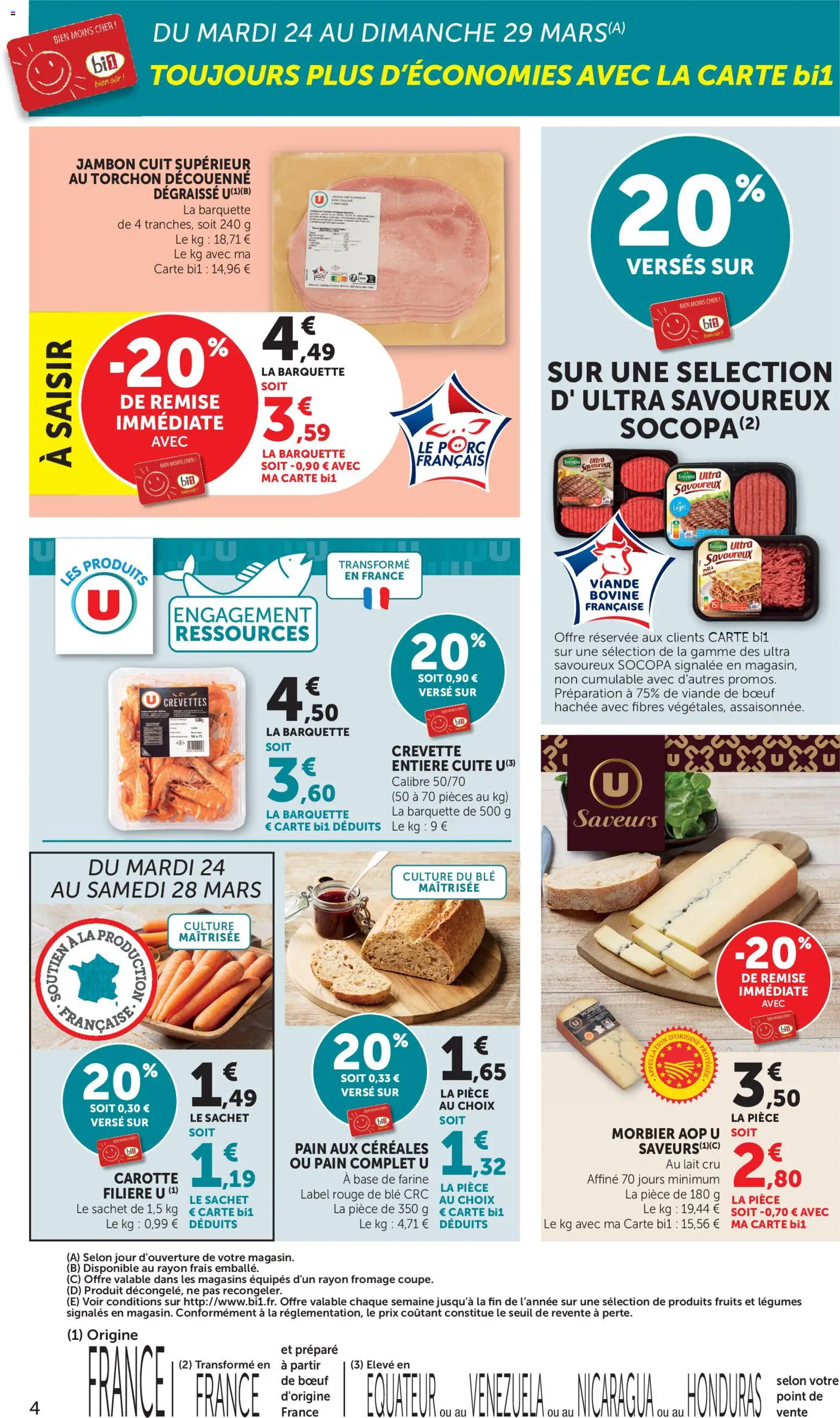 {H1} | Page: 4 | Produits: Crevettes, Lait, Fromage, Viande bovine