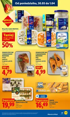 Pogląd oferty "FROSTA Paluszki rybne Cornflakes, 360 g" - ważna od 30.03.2026 | Strona: 47
