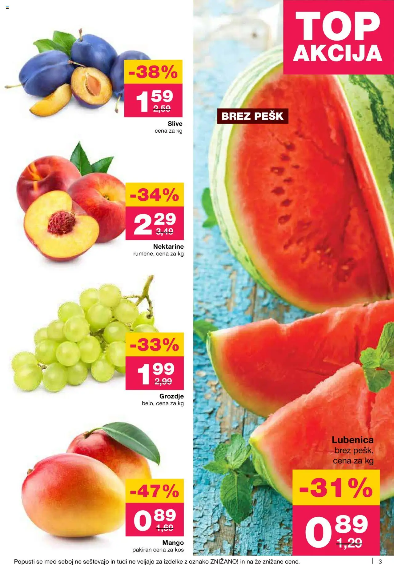 Mercator katalog │ velja od 14.08.2025 | Stran: 3 | Izdelki: Lubenica, Grozdje, Nektarine, Mango