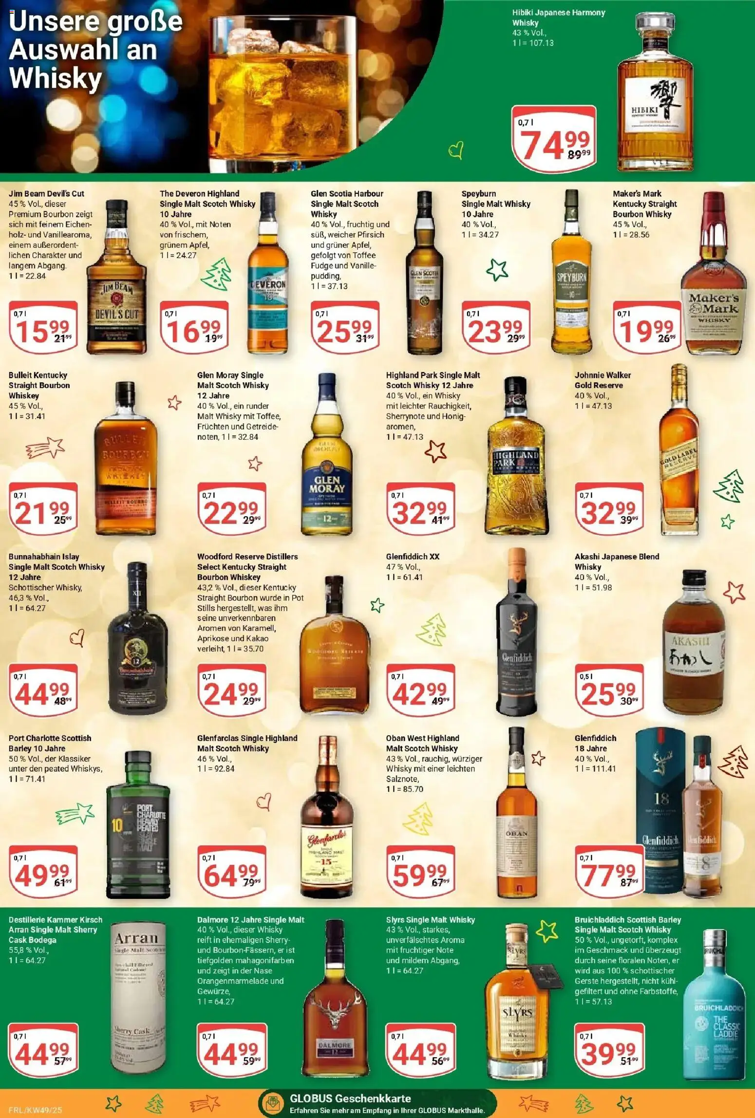 Globus prospekt Freilassing	 – gültig ab 01.12.2025 | Seite: 21 | Produkte: Pfirsich, Bourbon, Getreide, Johnnie walker