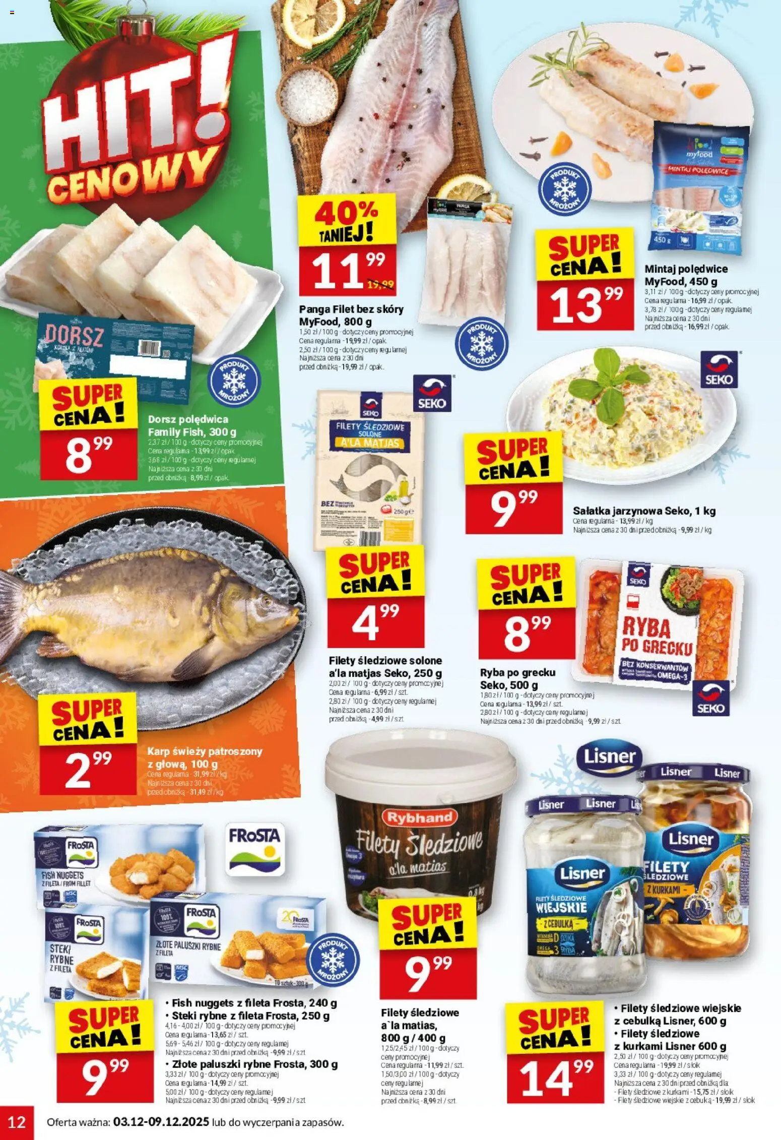 Twój Market Gazetka od 03.12.2025 | Strona: 12 | Produkty: Karp, Dorsz, Paluszki rybne, Paluszki