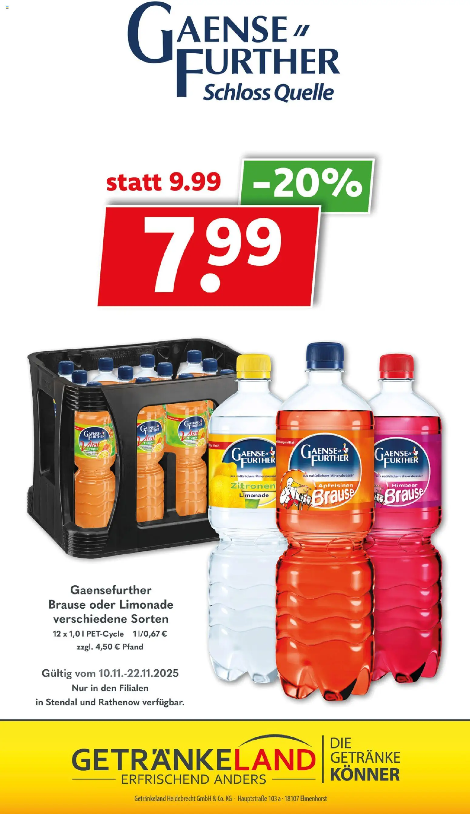 Getränkeland Prospekt 	 – gültig ab 10.11.2025 | Seite: 13 | Produkte: Limonade, Mineralwasser, Zitronen