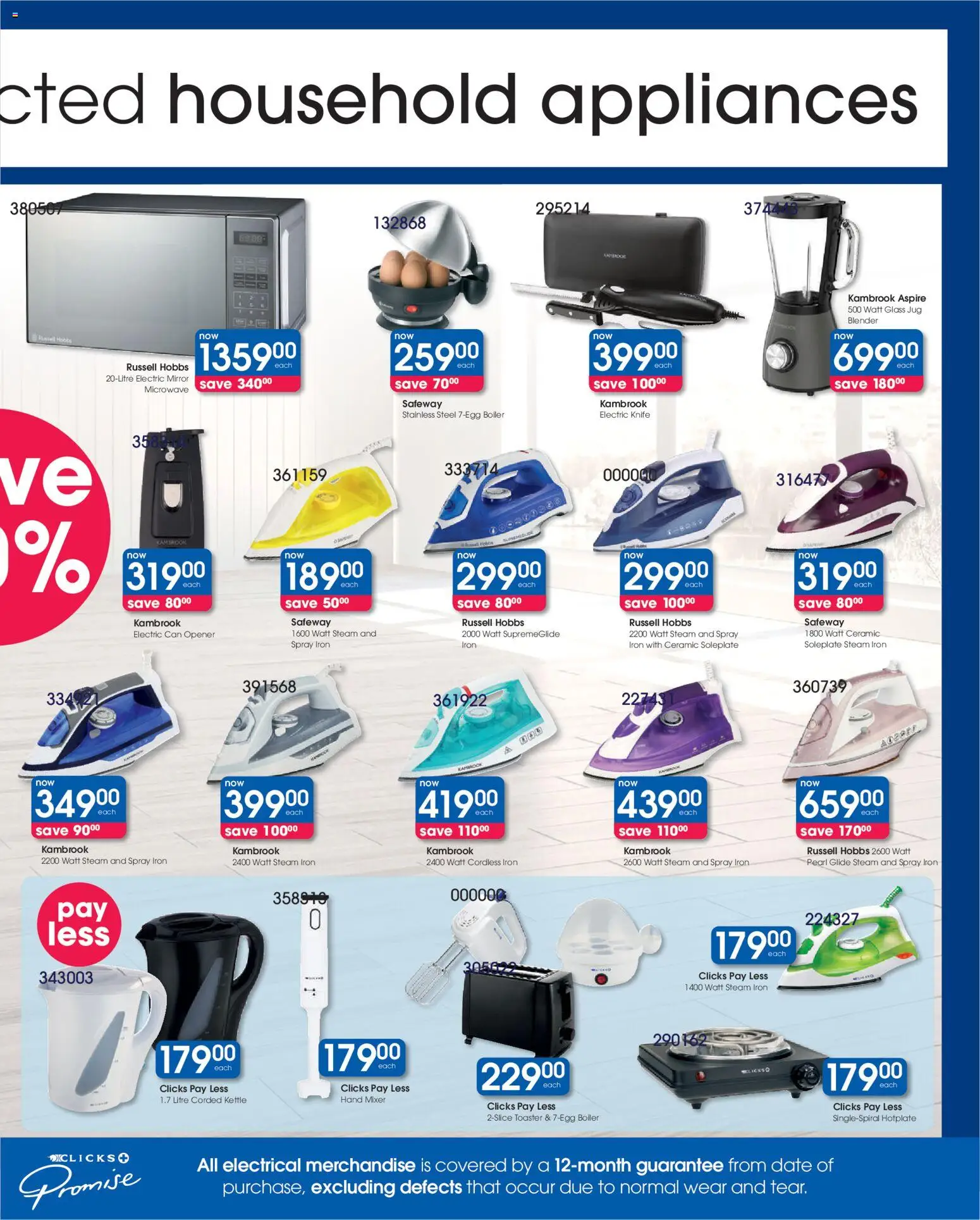 New Clicks catalogue – valid from 17.12.2025 | Page: 43 | Products: Iron, Mirror, Microwave, Blender