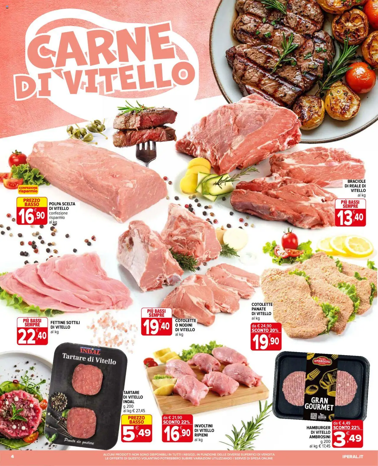 Volantino Iperal del 17.09.2025 | Pagina: 4 | Prodotti: Vitello, Hamburger