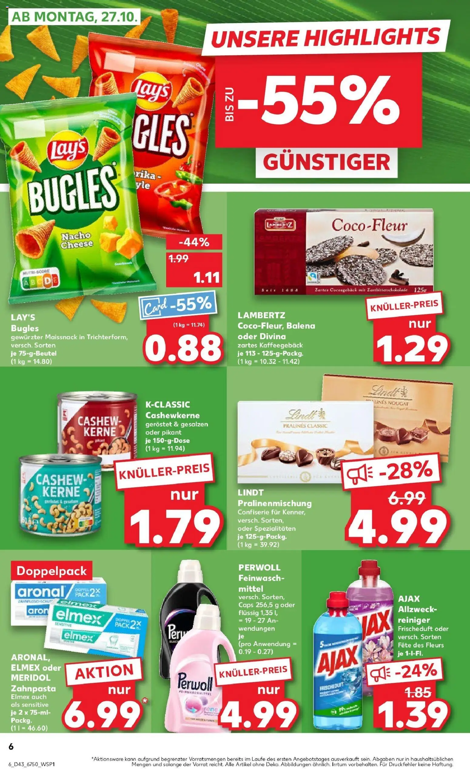 Kaufland prospekt Schwedt	 – gültig ab 27.10.2025 | Seite: 6 | Produkte: Perwoll, Zahnpasta, Lindt