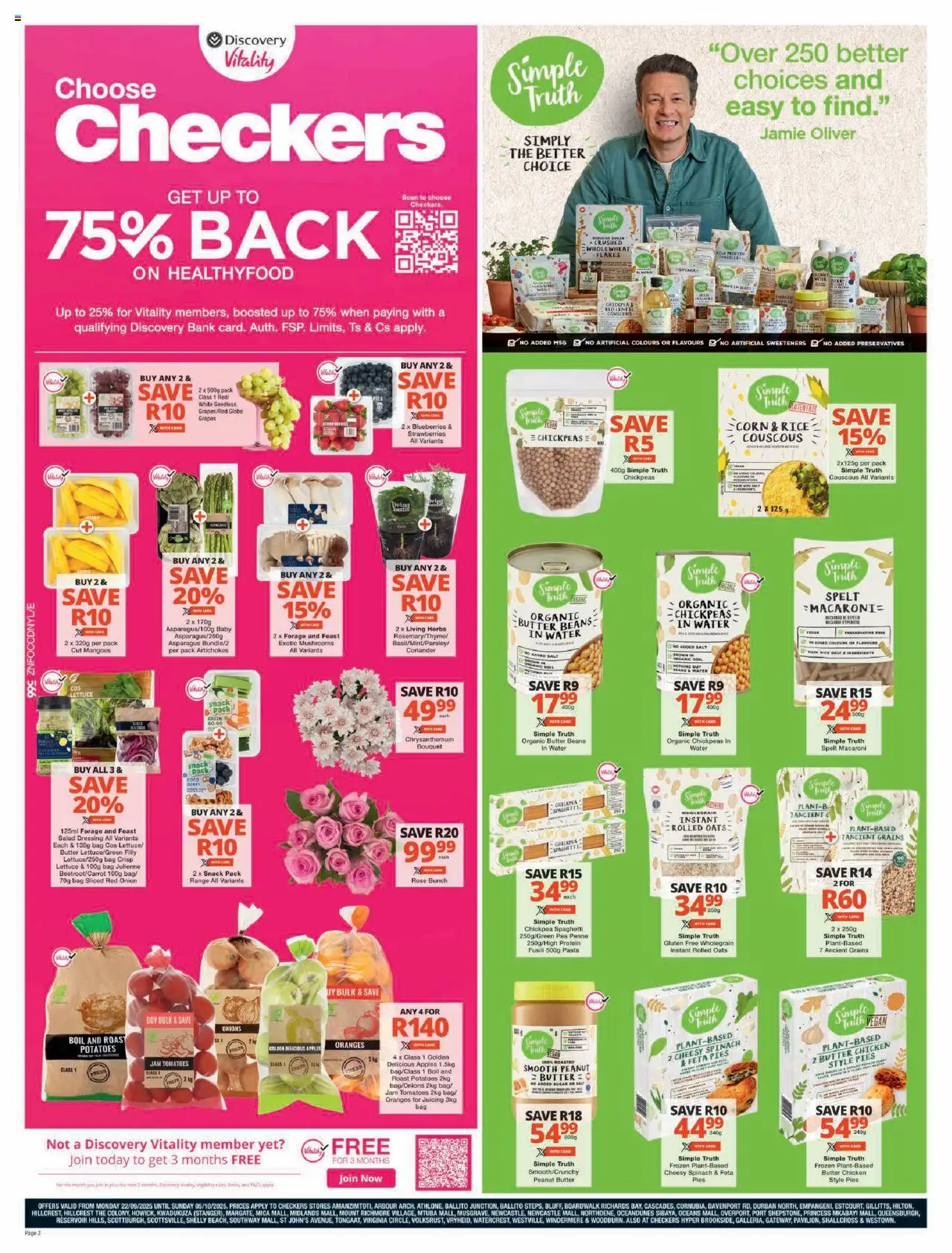 New Checkers catalogue – valid from 22.09.2025 | Page: 2 | Products: Oranges, Water, Salt, Pea